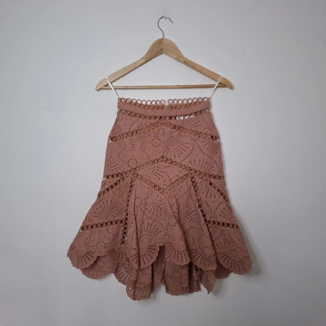 Zimmermann ZIMMERMANN Japser Asymmetric Broderie Anglaise Mini Skirt Size 24" / US 00 / IT 34 - 1 Thumbnail