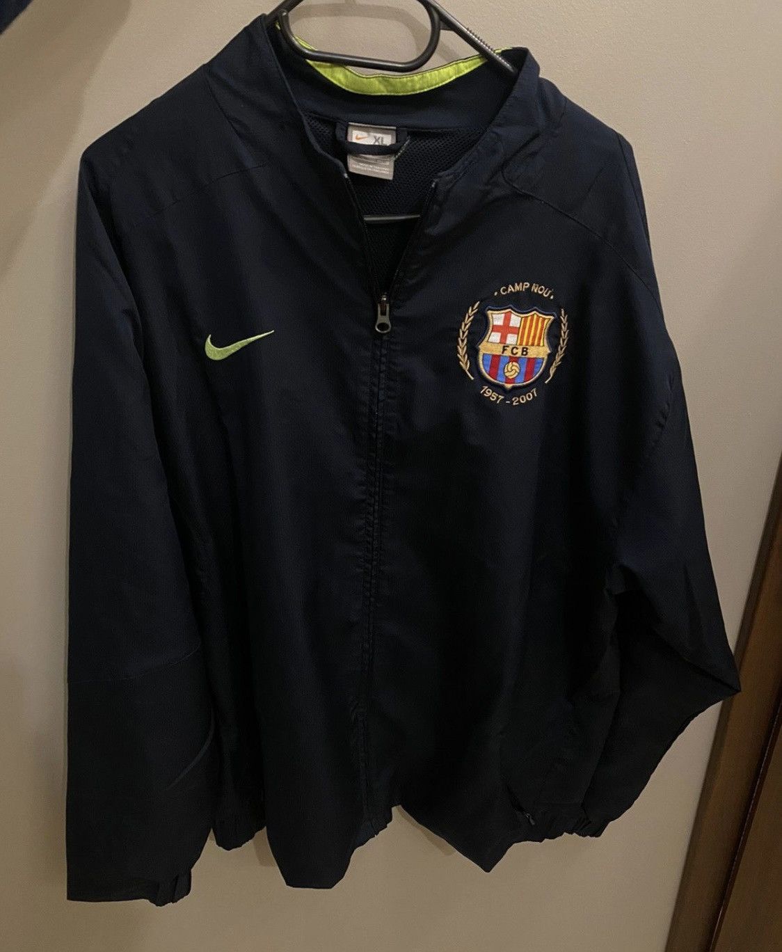 image of F C Barcelona x Nike Fc Barcelona Windbreaker Jacket Camp Nou 00S in Navy, Men's (Size XL)