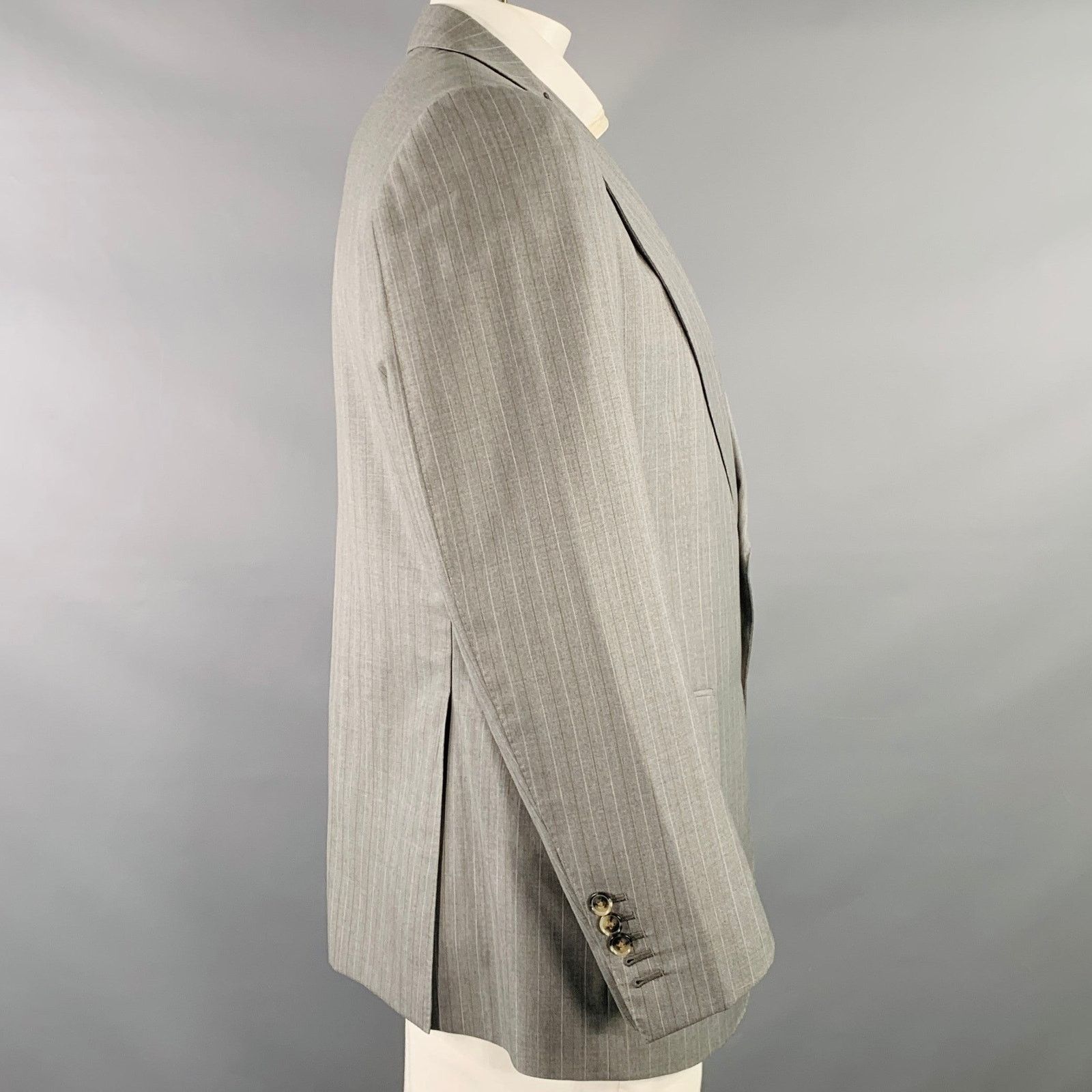 Other Grey Brown Pinstripe Single Breasted Sport Coat Vest Set Size 44R - 2 Thumbnail