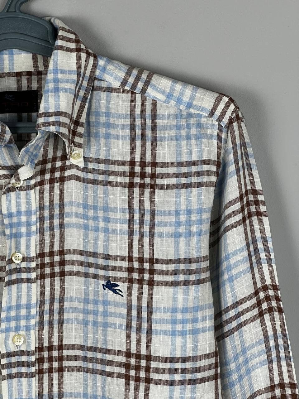 Etro ETRO Luxury Linen Check Long Sleeve Shirt Size US M / EU 48-50 / 2 - 4 Thumbnail