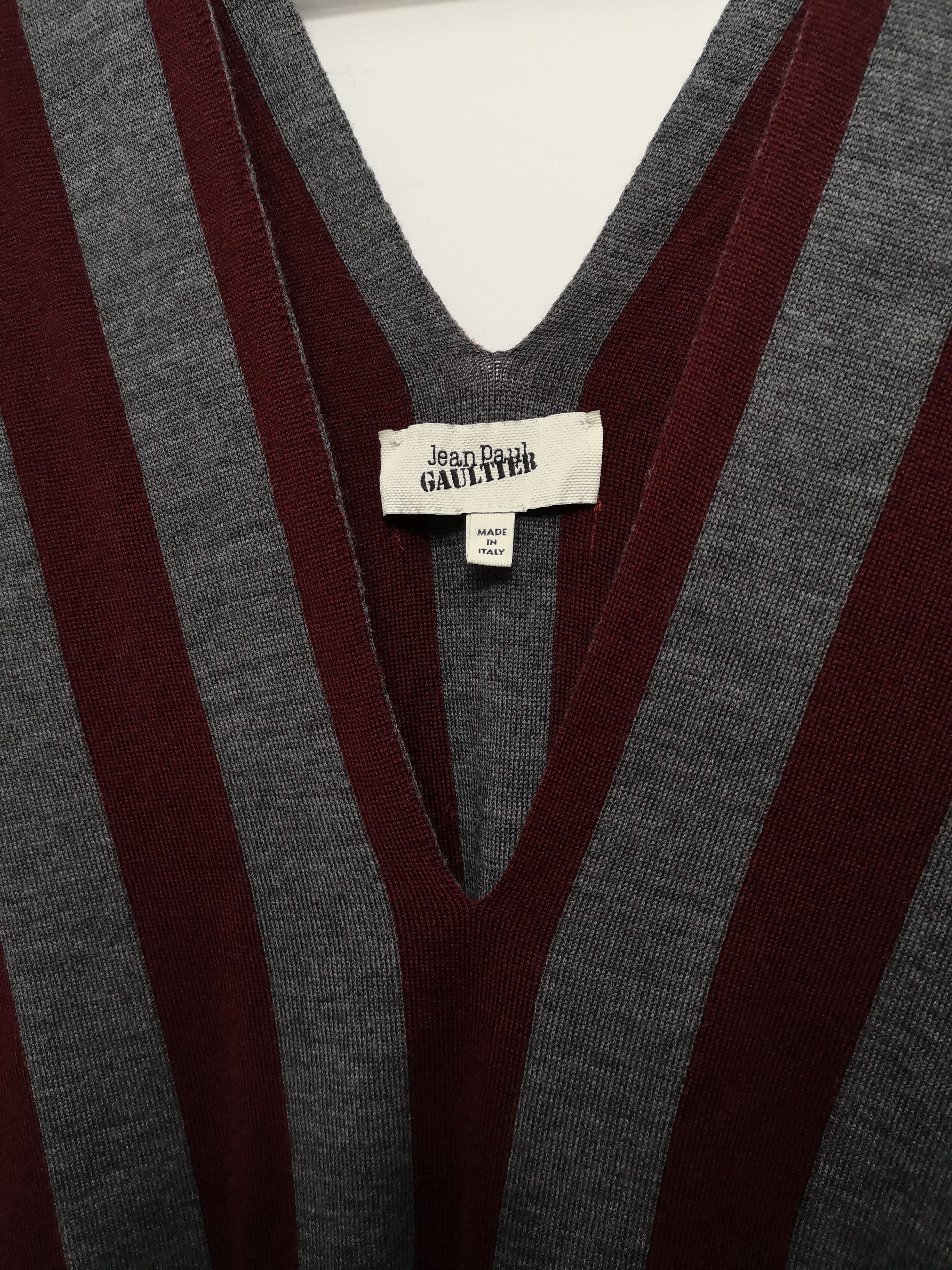 Jean Paul Gaultier × Vintage Vertical Stripe V Neck Sleeveless Sweater Knit Overlay Piece Size M / US 6-8 / IT 42-44 - 2 Thumbnail