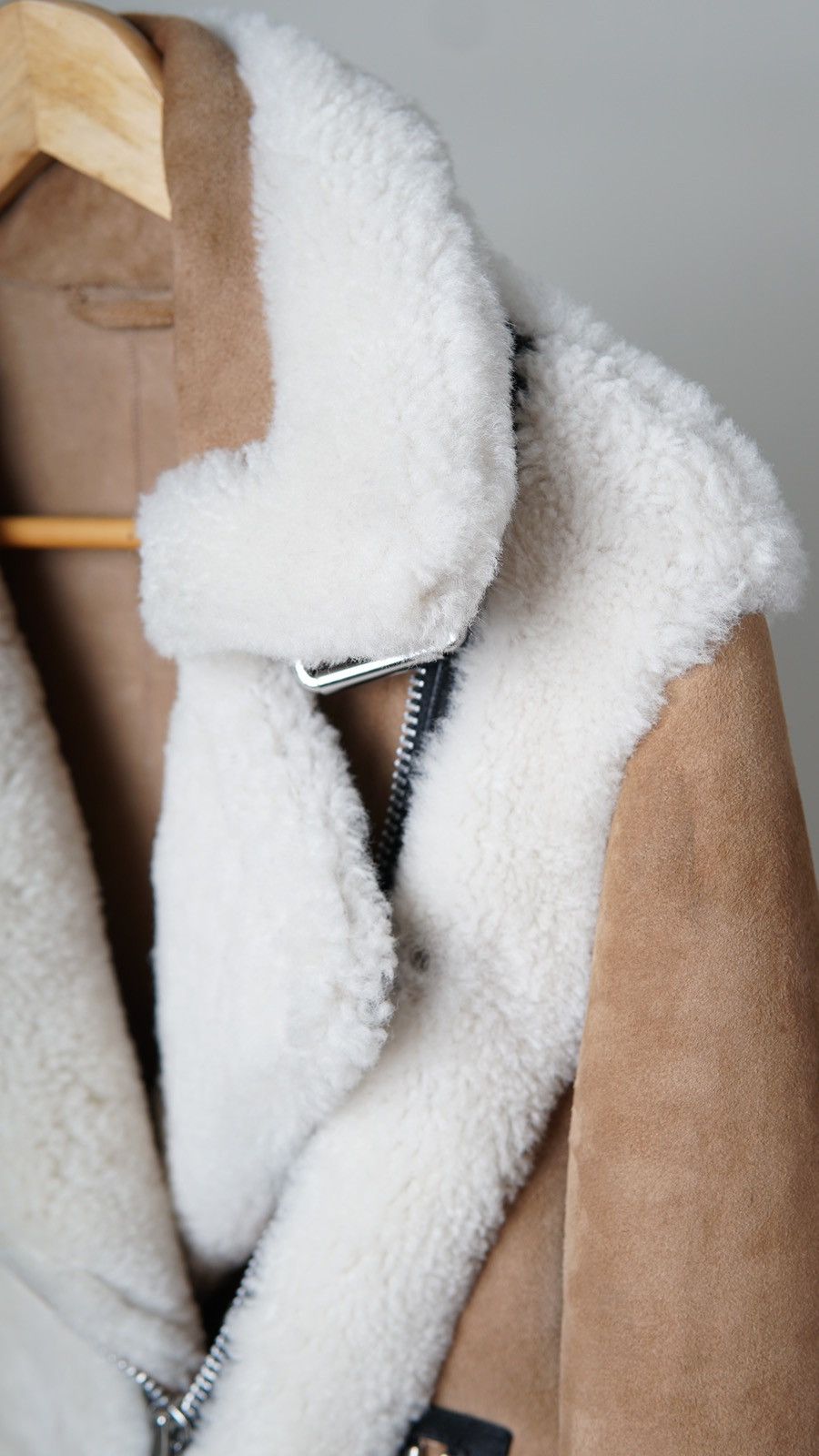 Allsaints Elia Shearling Biker Jacket Size XS / US 0-2 / IT 36-38 - 6 Thumbnail