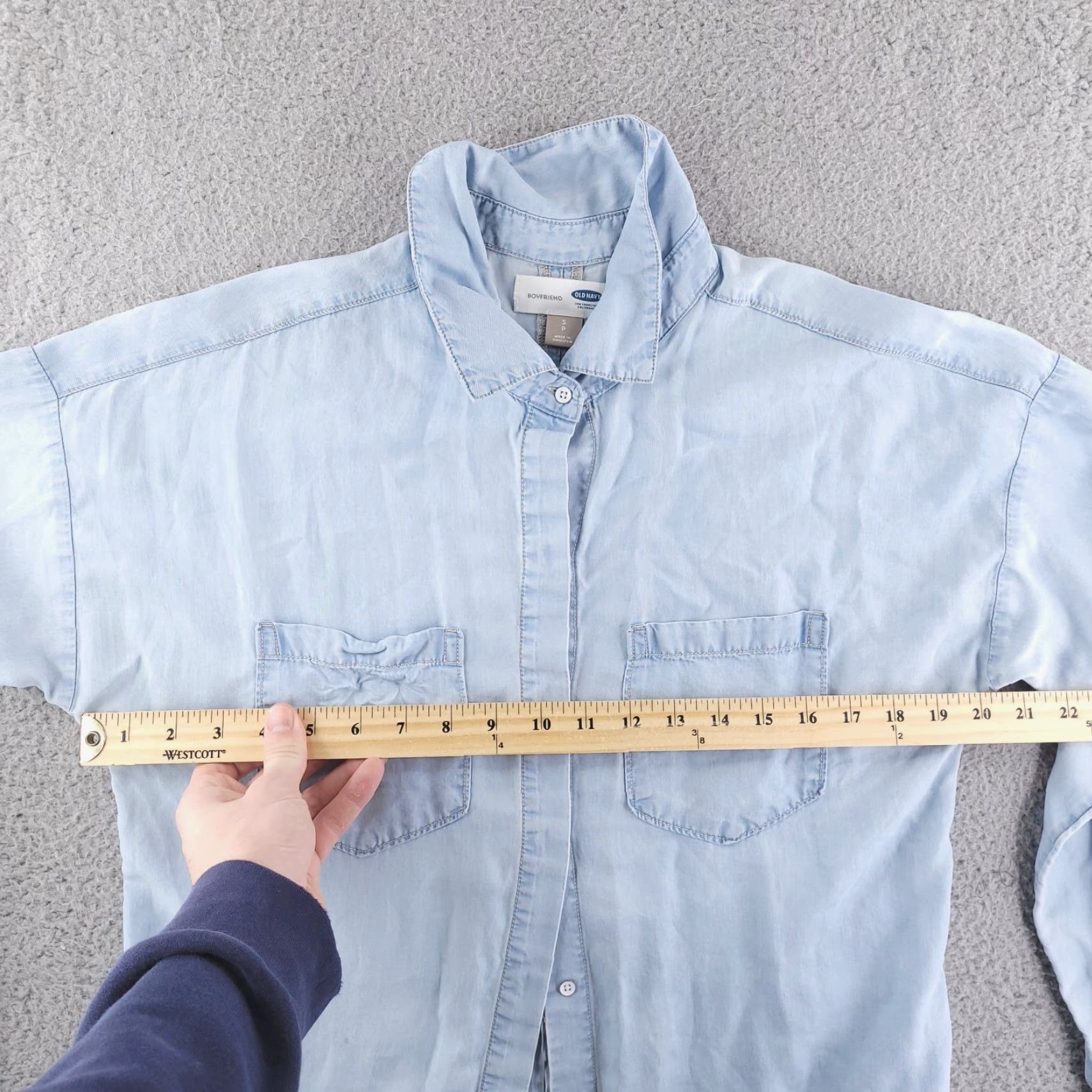 Old Navy Old Navy Shirt Womens Small Blue Lyocell Button-Up Long Sleeve Boyfriend Size S / US 4 / IT 40 - 6 Thumbnail