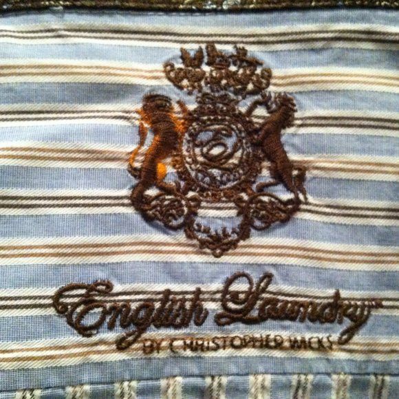 English Laundry ENGLISH LAUNDRY MENS BLUE 100%COTTON CASUAL SHIRT 16.5/32-33 Size US L / EU 52-54 / 3 - 10 Thumbnail