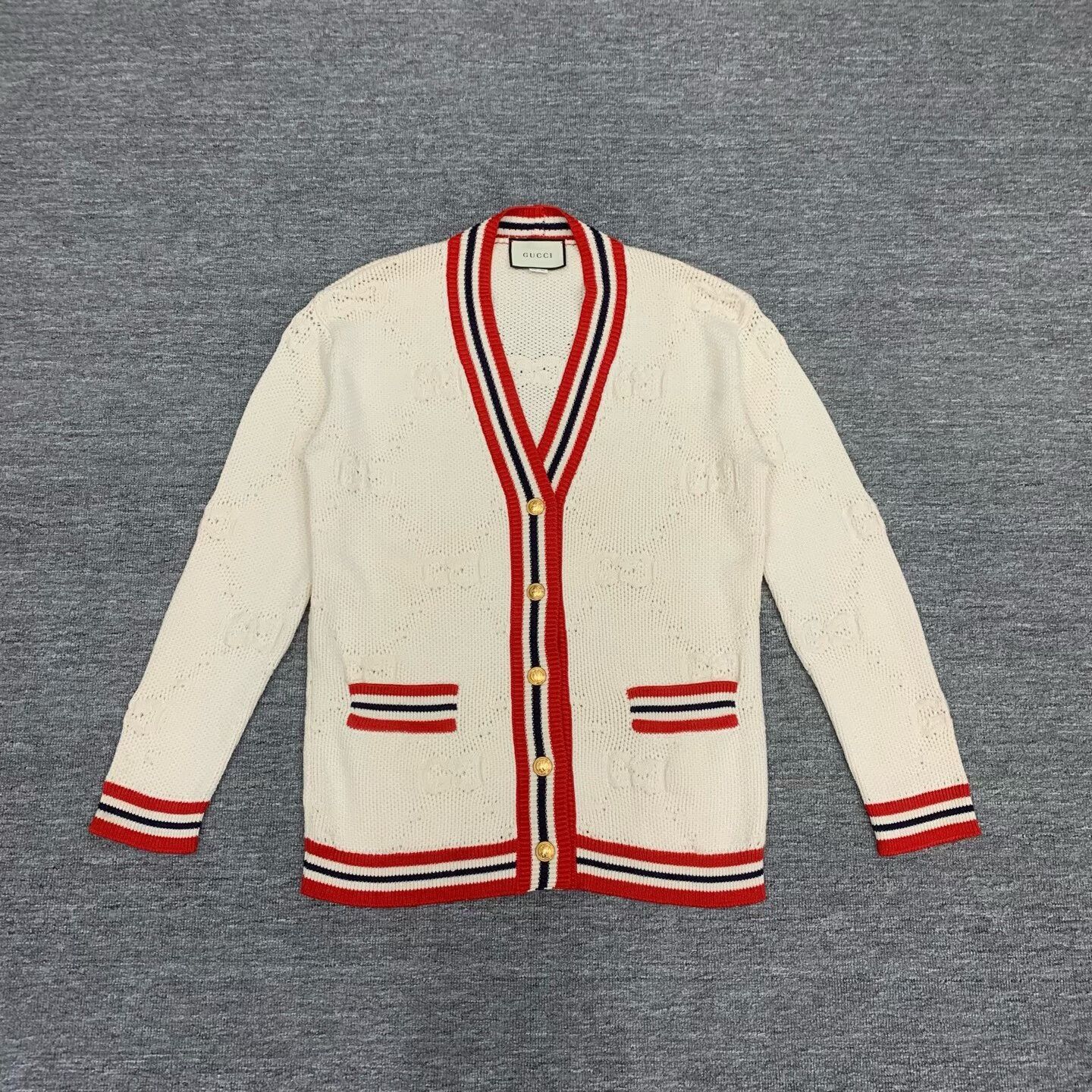 Gucci Gucci White Double G Wool Knit Cardigan Size S / US 4 / IT 40 - 1 Thumbnail