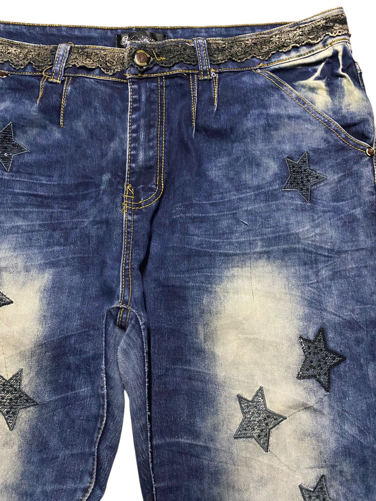 Japanese Brand Y2K Star Patch Harajuku Streetwear Style Bold bleached wash Size US 36 / EU 52 - 8 Thumbnail