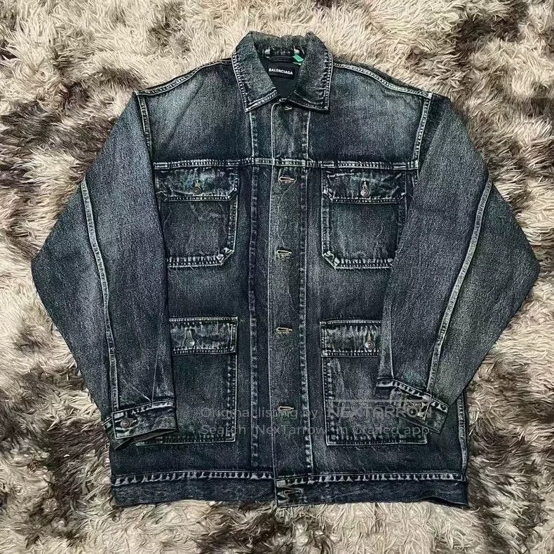 Balenciaga Balenciaga News Embroidery Logo Denim Jacket Size US S / EU 44-46 / 1 - 1 Thumbnail