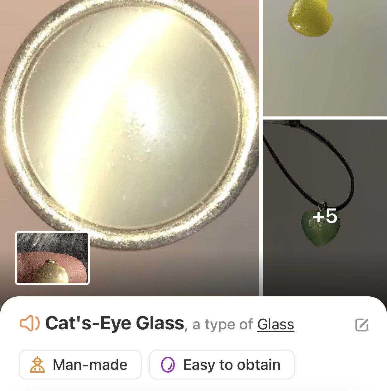 Handmade Handcrafted vintage cat eye mother of pearl drop necklace Size ONE SIZE - 8 Thumbnail