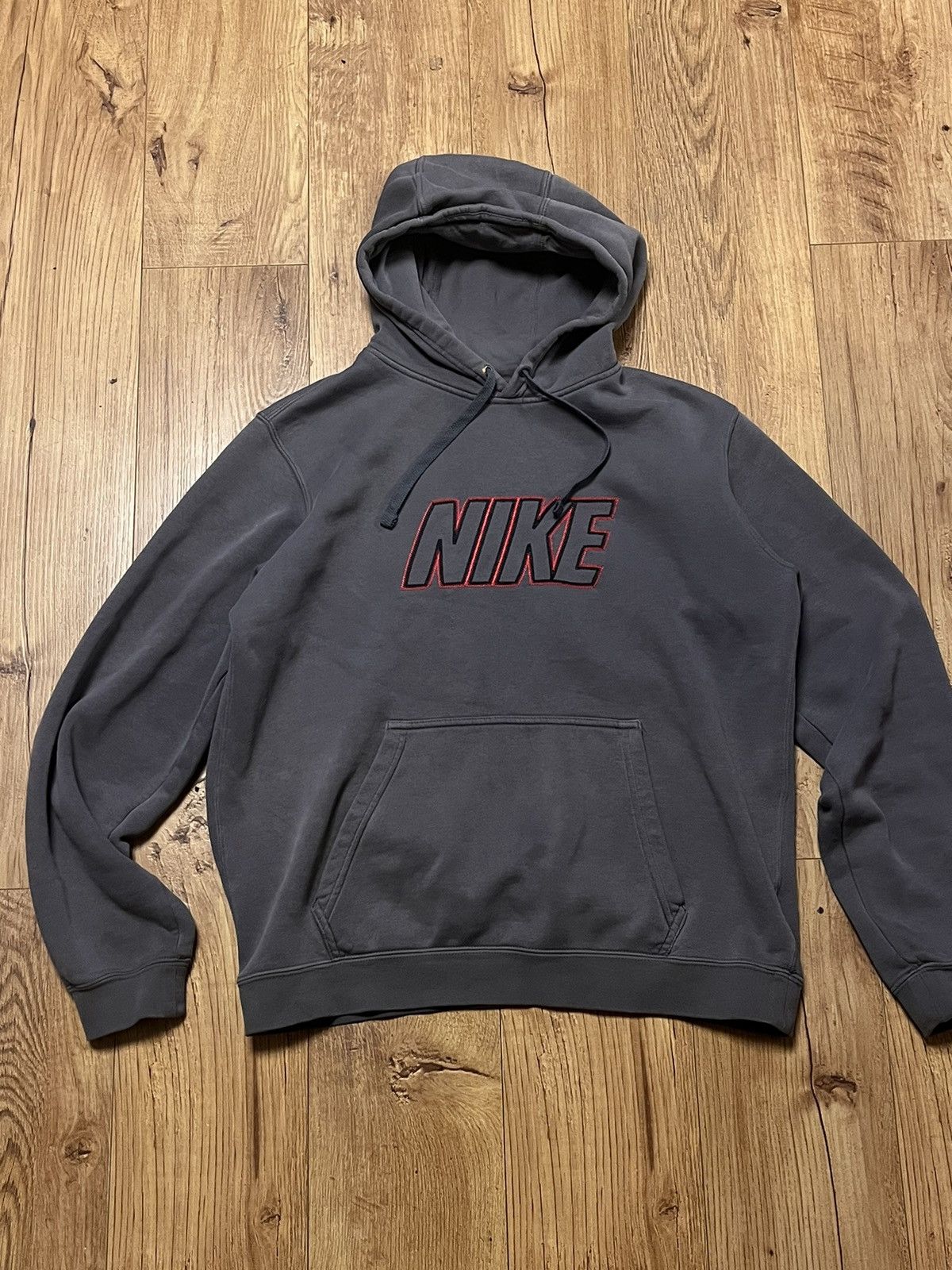 Nike × Vintage Nike 90s Vintage Hoodie Spell Out Logo Gray Size US M / EU 48-50 / 2 - 1 Thumbnail