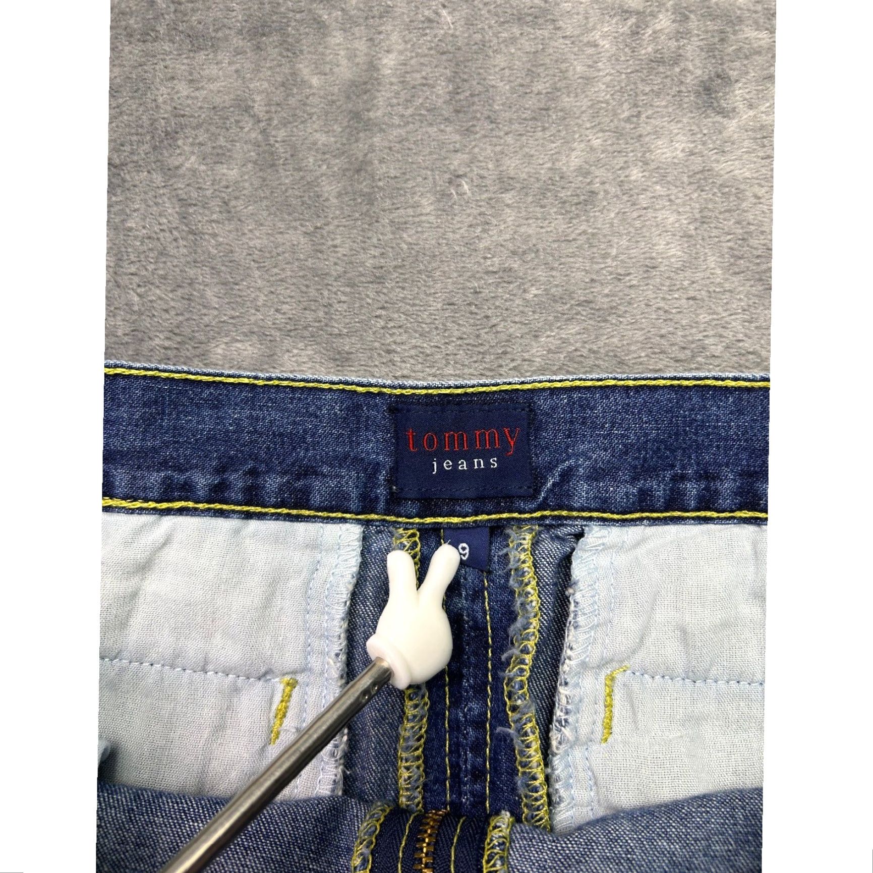 Denime VINTAGE Tommy Jeans Skirt Maxi Slit Denim 9 Womens USA Made Blue 90s Classic Zipper Pockets Logo High Rise Solid Long Machine Washable Juniors Size 30" / US 8 / IT 44 - 3 Thumbnail