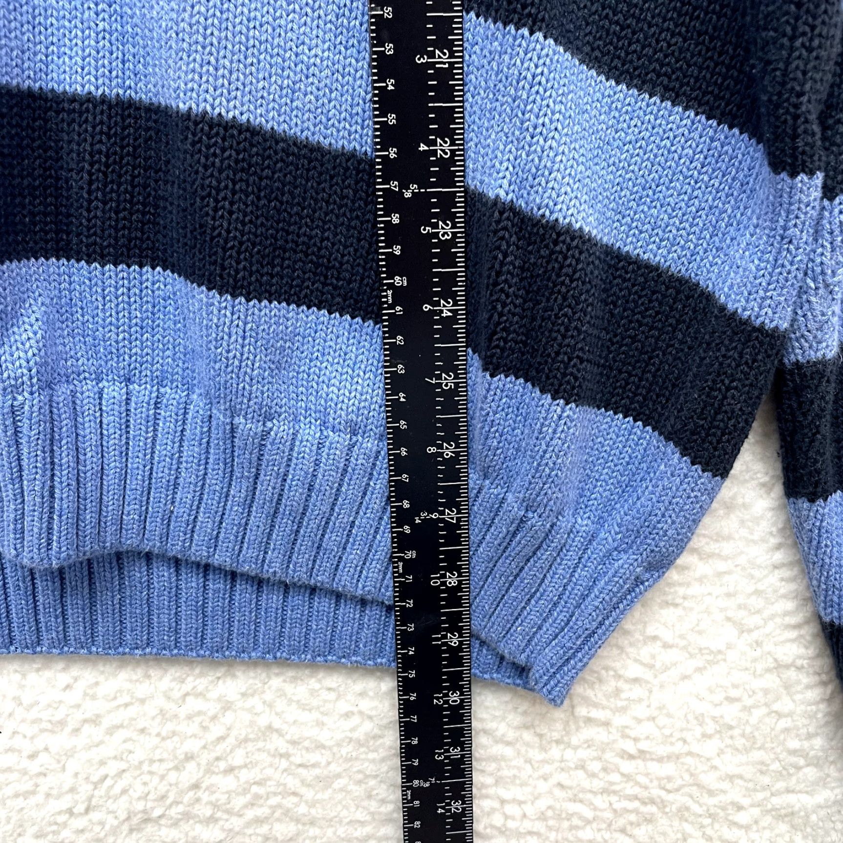 Chaps VINTAGE Chaps Sweater XL Mens Blue Striped Knit 1/4 Zip Pullover Preppy Rugby Size US XL / EU 56 / 4 - 6 Thumbnail