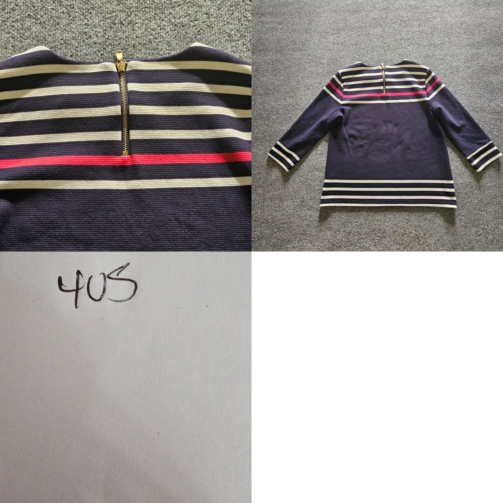 Talbots Talbots Top Shirt Womens Large Blue Red Striped 3/4 Sleeve Zipper Career Casual Size L / US 10 / IT 46 - 8 Thumbnail
