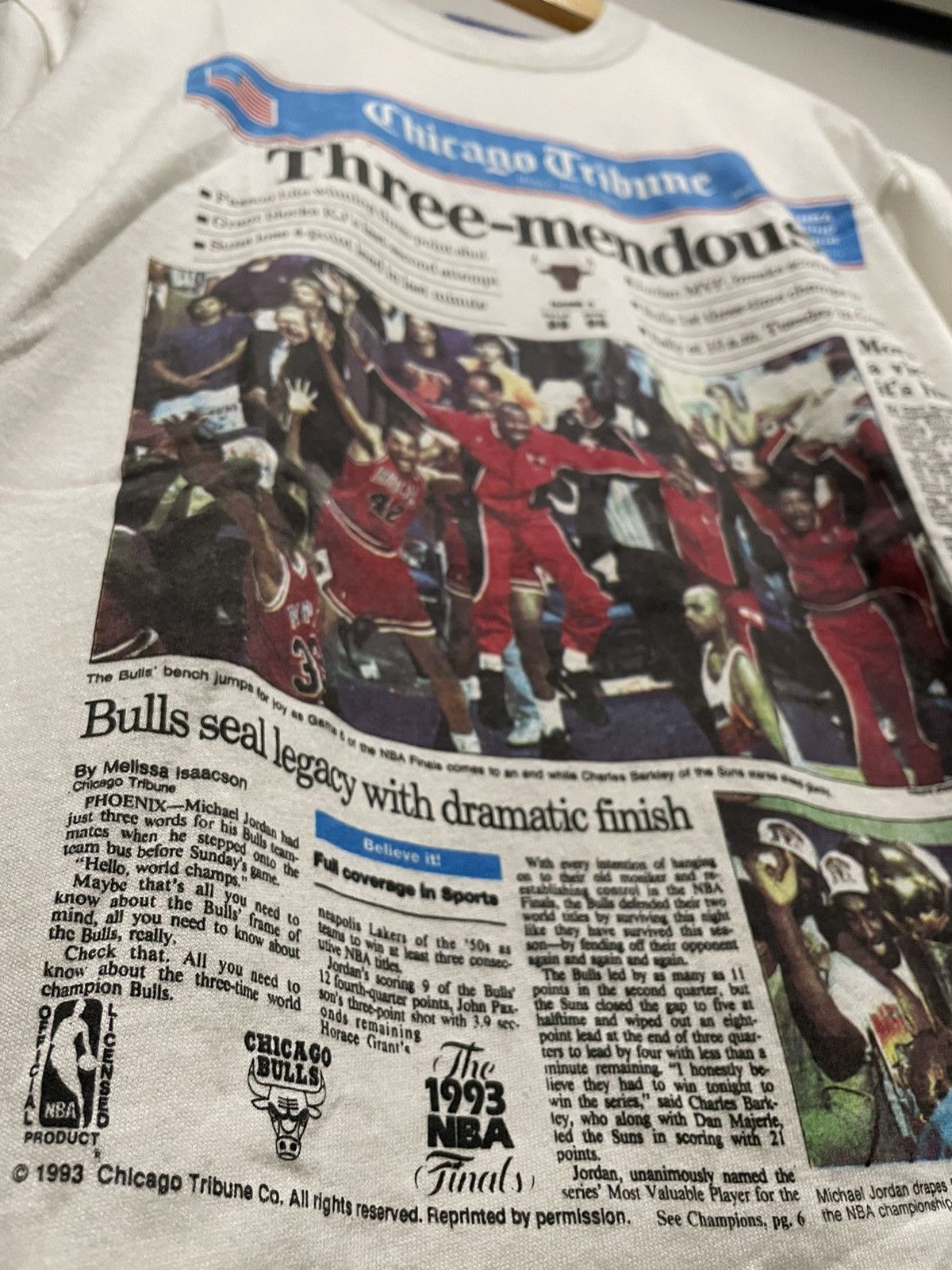 Fruit Of The Loom × NBA NewsPaper NBA Finals 1993 Size US L / EU 52-54 / 3 - 2 Thumbnail