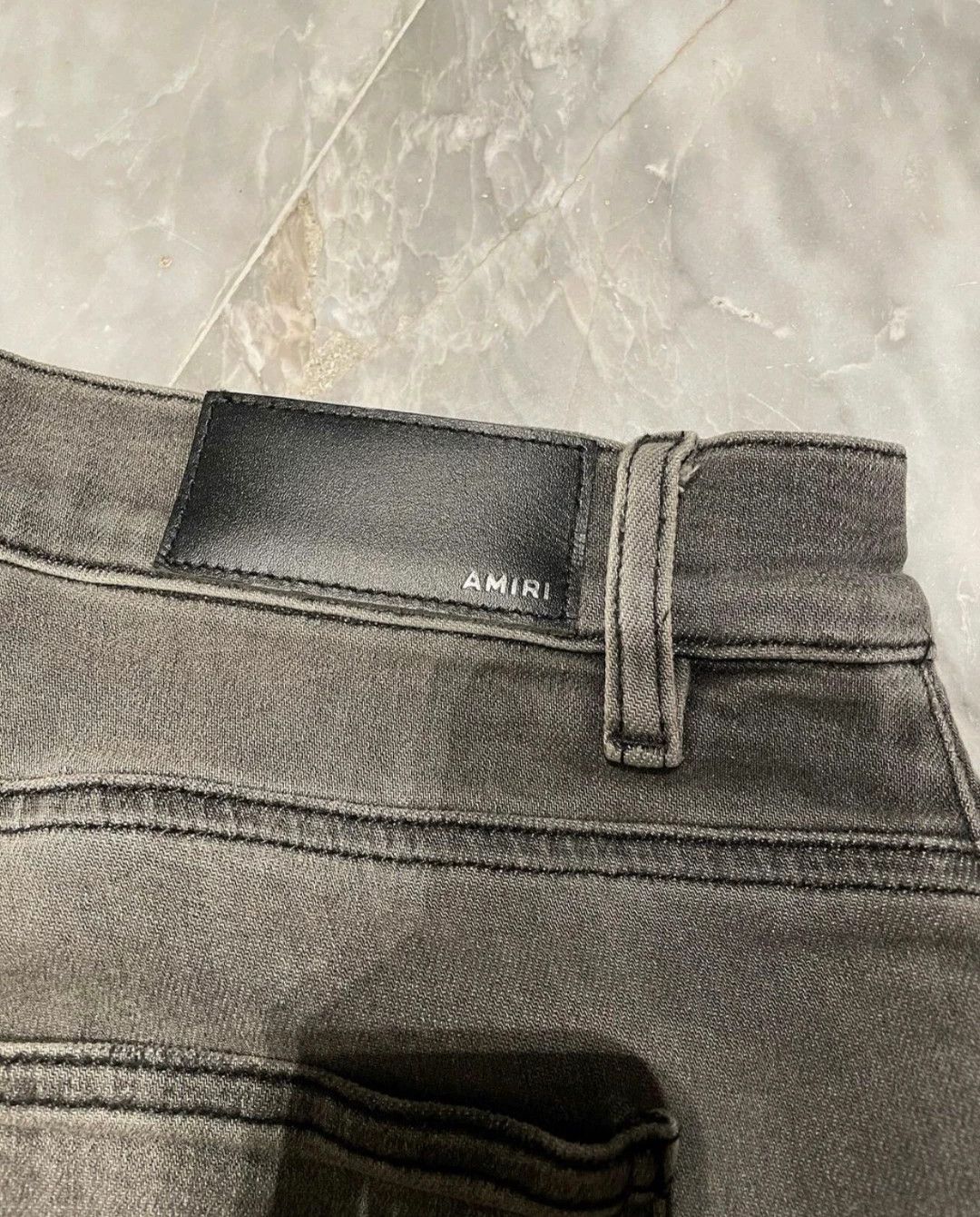 Amiri amiri suede distressed denim pants in gray Size US 33 - 3 Thumbnail