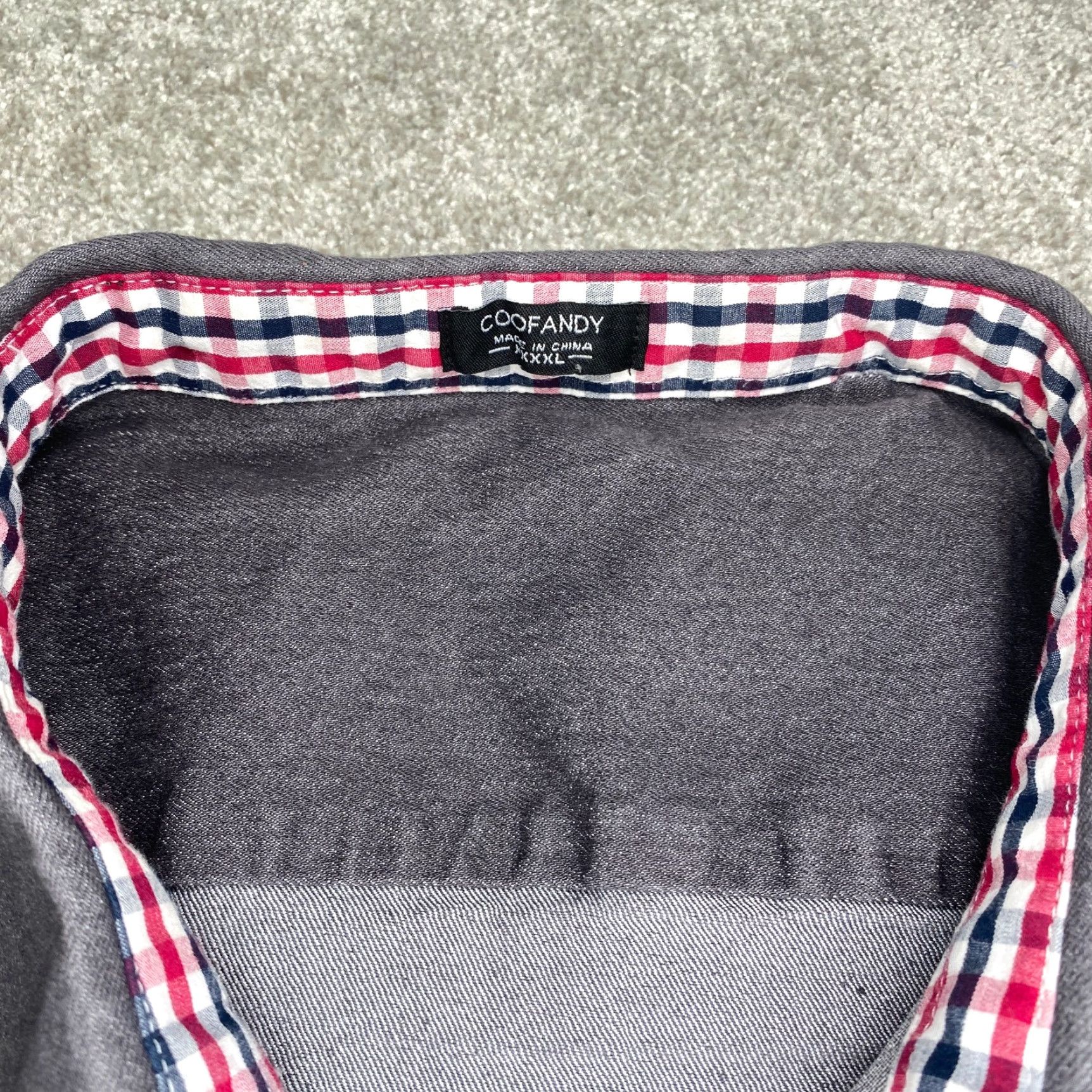 Denime Coofandy Shirt Mens 4XL Gray Denim Long Sleeve Button-Up Shirt Adult 4XL Gray Denim Long Sleeve Button-Up 6960 Size US XXL / EU 58 / 5 - 5 Thumbnail