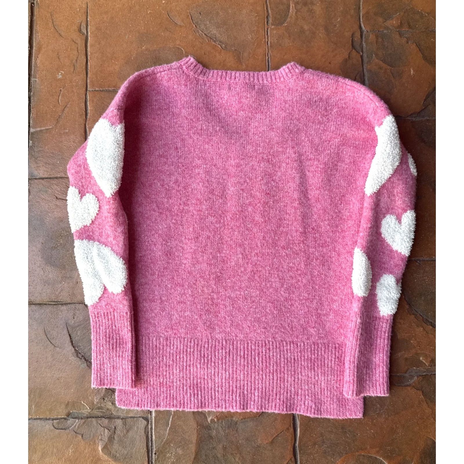 Vintage Cupcakes And Cashmere Pink Heart V-Neck Sweater Womens XS Pullover Long Sleeve Knit Lightweight Size L / US 10 / IT 46 - 3 Thumbnail