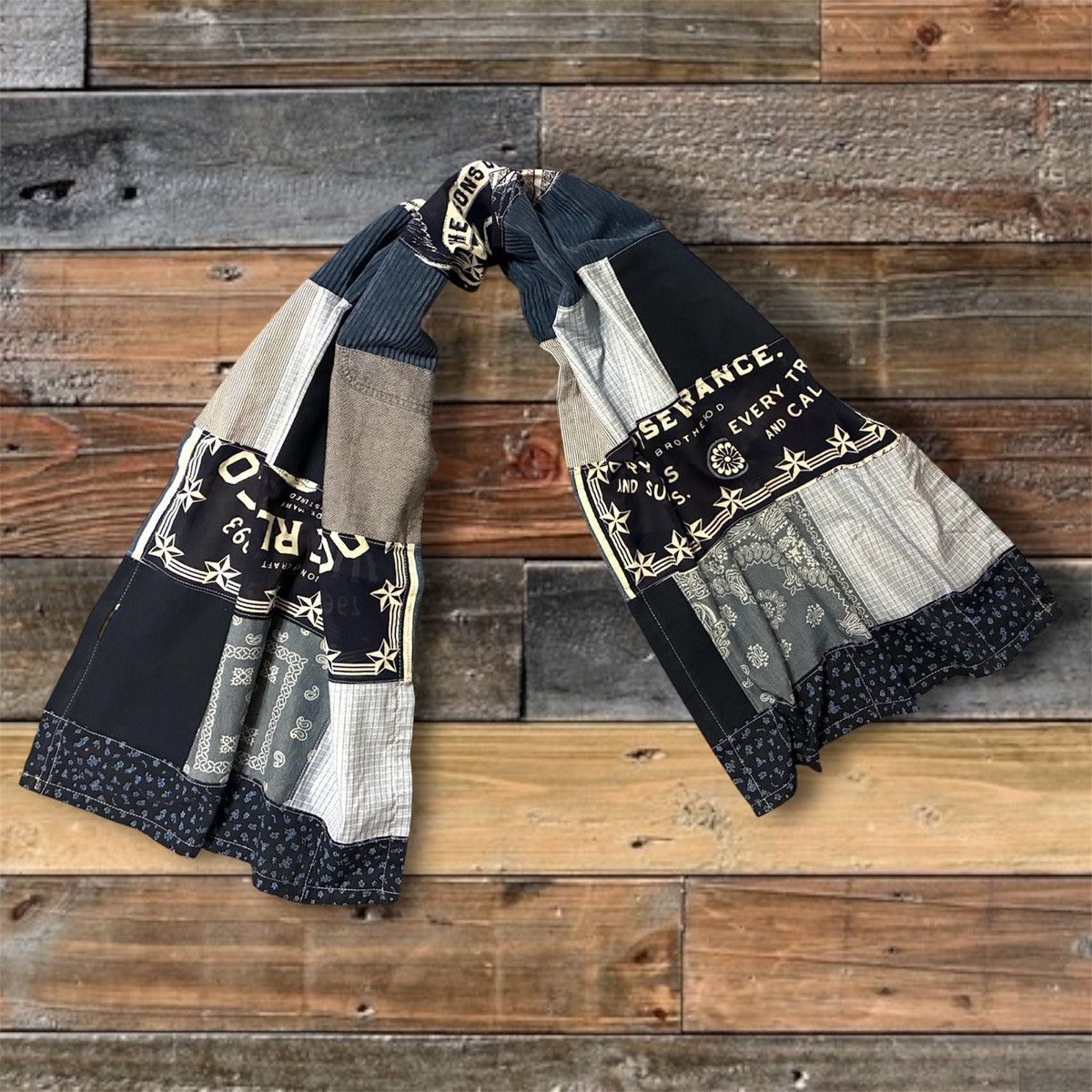 RRL Ralph Lauren CUSTOM RRL/ RL PATCHWORK SCARF (100% UPCYCLED RRL FABRICS) Size ONE SIZE - 2 Thumbnail