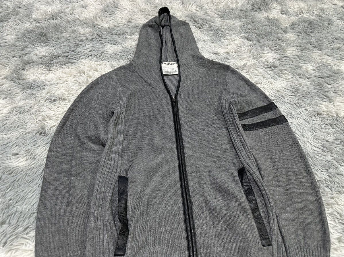 Katharine Hamnett London 🔥Y2K Vintage Katharine Hamnett Wool Knit Hoodie Leather Edge Size US M / EU 48-50 / 2 - 2 Thumbnail