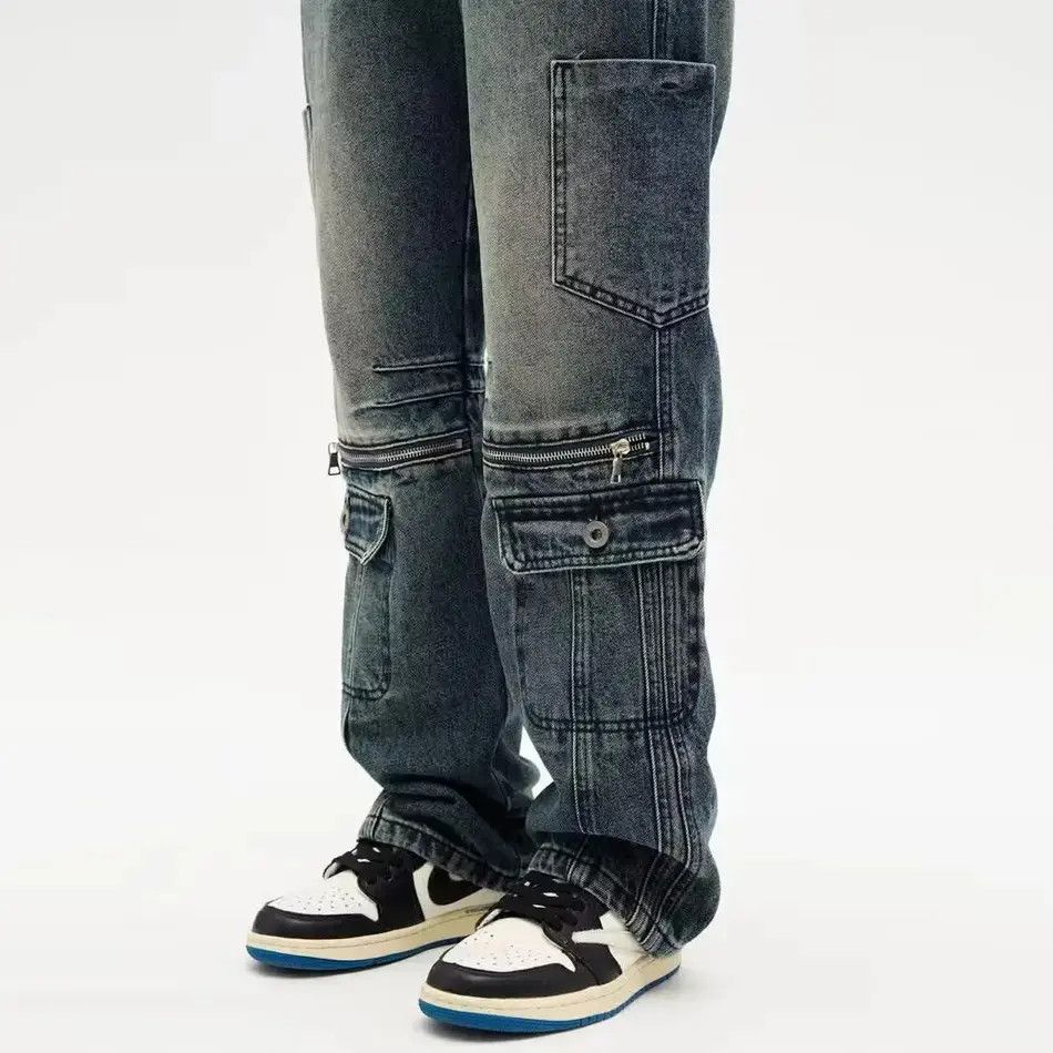 Japanese Brand Retro washed casual pocket straight leg jeans Size US 32 / EU 48 - 2 Thumbnail