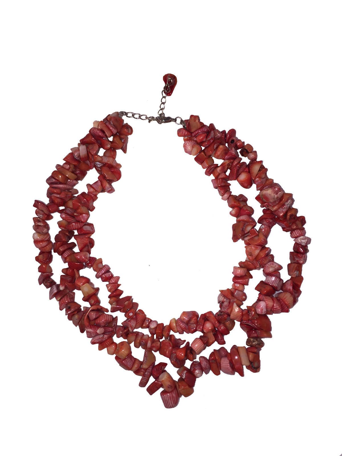 Designer Dyed Red Coral Chip Bead Multi Stand Necklace Size ONE SIZE - 2 Thumbnail