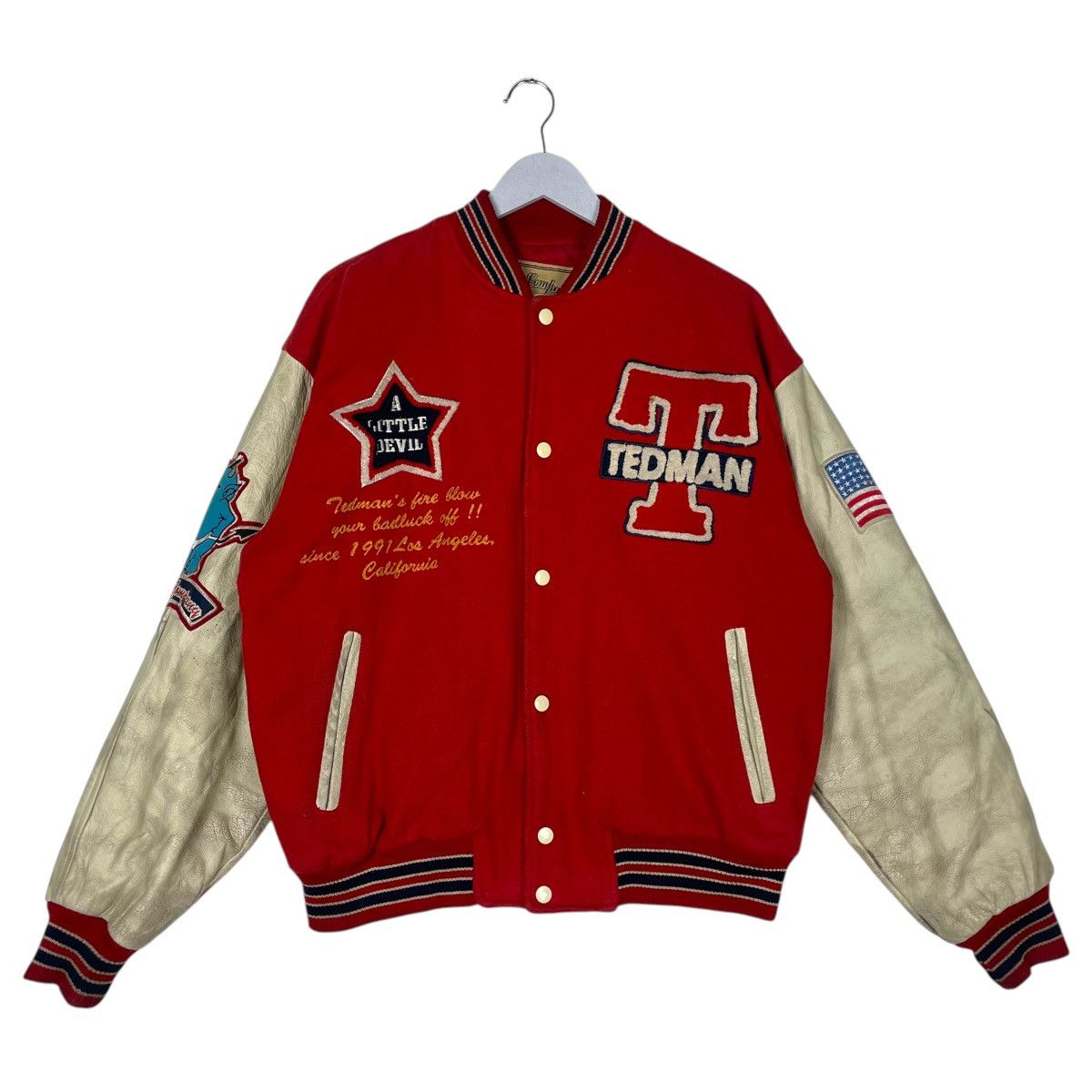 Tedman × Vintage 💥 90s TED COMPANY SPORT VARSITY JACKET BIG LOGO Size US XL / EU 56 / 4 - 2 Thumbnail