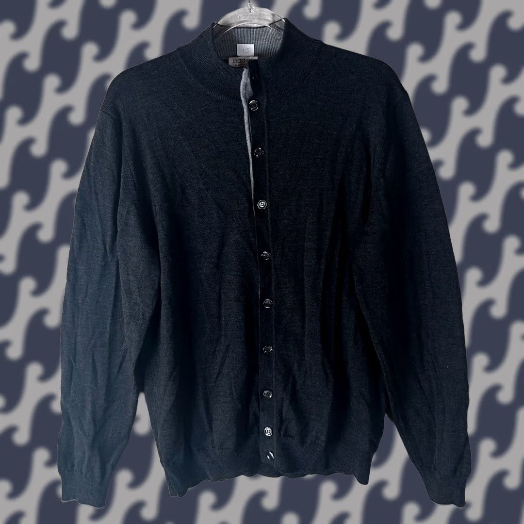 Vintage Badiali Italy Mens 100% Wool Cardigan Sweater Charcoal Grey Mock Neck Size 15 Size US L / EU 52-54 / 3 - 1 Thumbnail