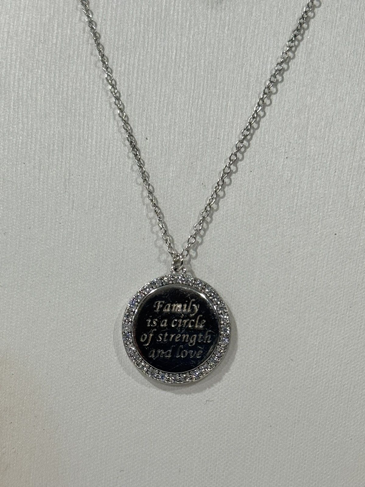 Sterling Silver 925 Sterling Silver Family Circle Necklace | CZ Halo Pendant Size ONE SIZE - 7 Thumbnail