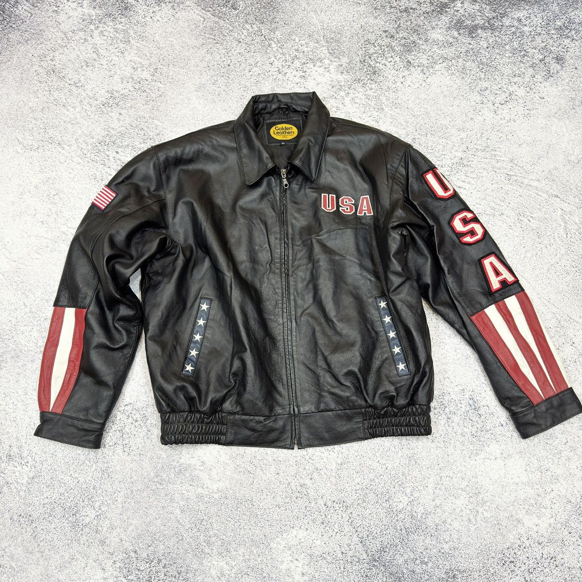 Other Vintage Mens Leather Bomber Jacket USA XL size Size US XL / EU 56 / 4 - 1 Thumbnail