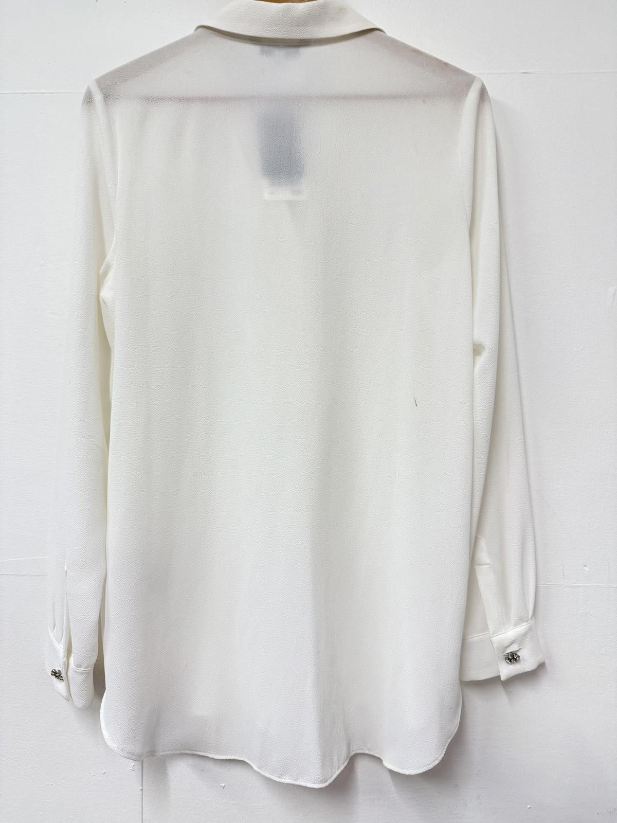 NEXT White Ruffle Detail Long Sleeve Blouse Size 10 Size M / US 6-8 / IT 42-44 - 4 Thumbnail