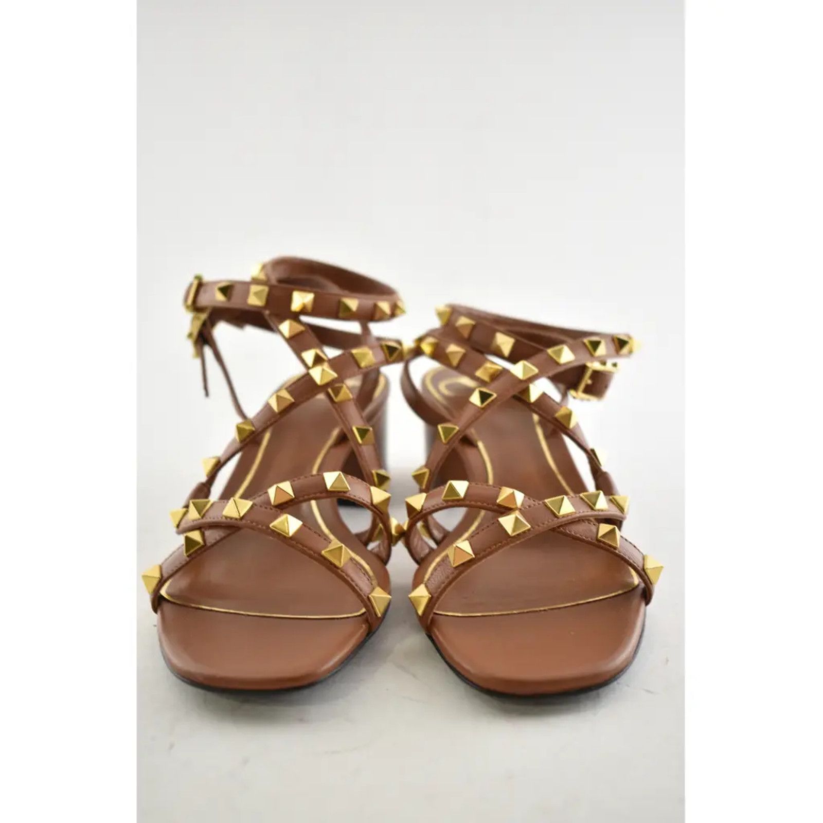 Valentino Valentino Rockstud Brown Flair City Ankle Strap Wrap Size US 7 / IT 37 - 4 Thumbnail
