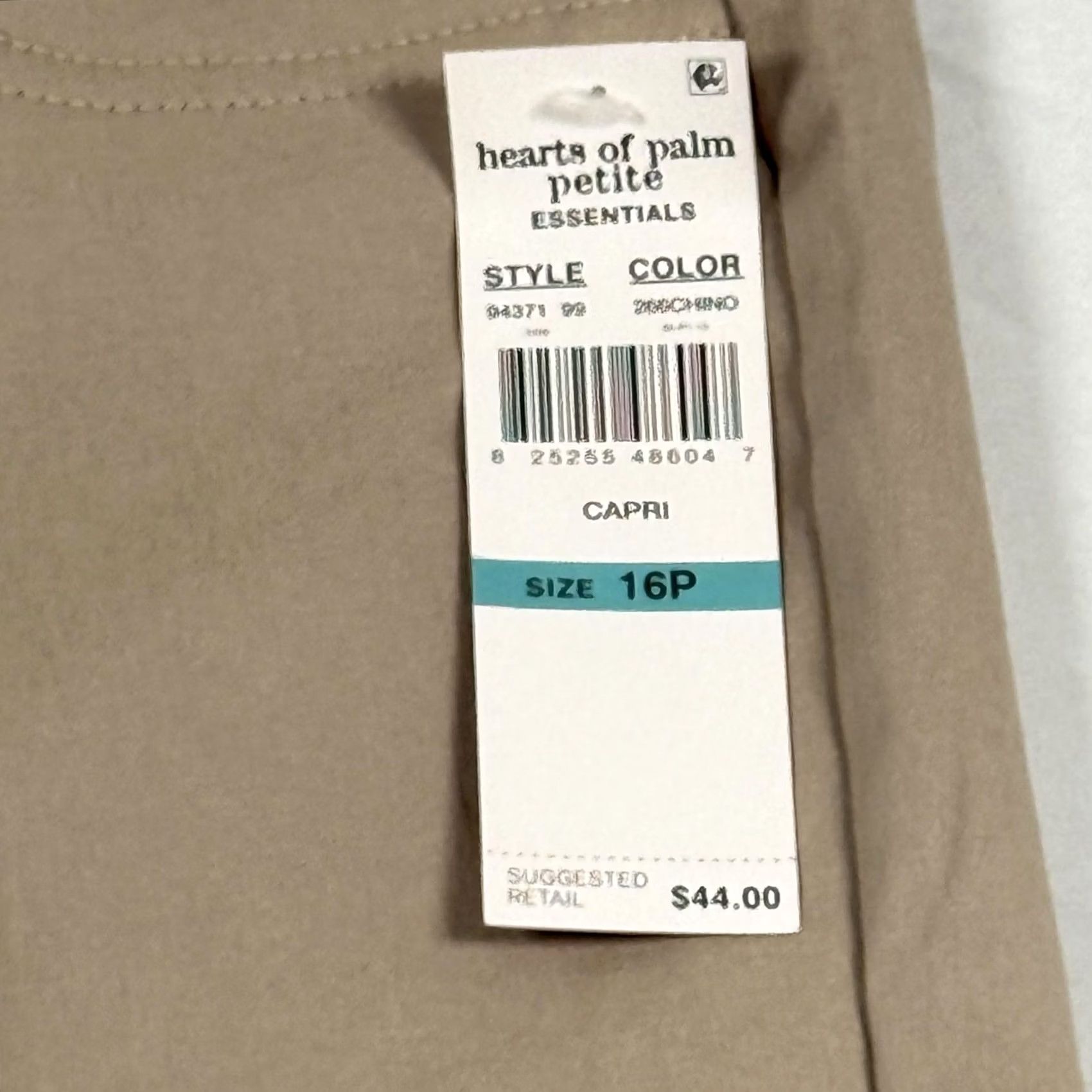 Vintage Hearts Of Palm Capri Pants Womens 16P Petite Beige Skimmer Pull On Stretch NWT Capris Slim Leg Size 38" / US 16 / IT 52 - 3 Thumbnail