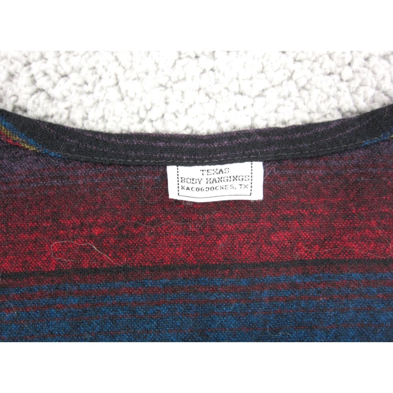 Vintage Vintage Texas Body Hangings Poncho Shawl Wool Blue Striped Knit One Size Women 80s 90s Size ONE SIZE - 2 Thumbnail