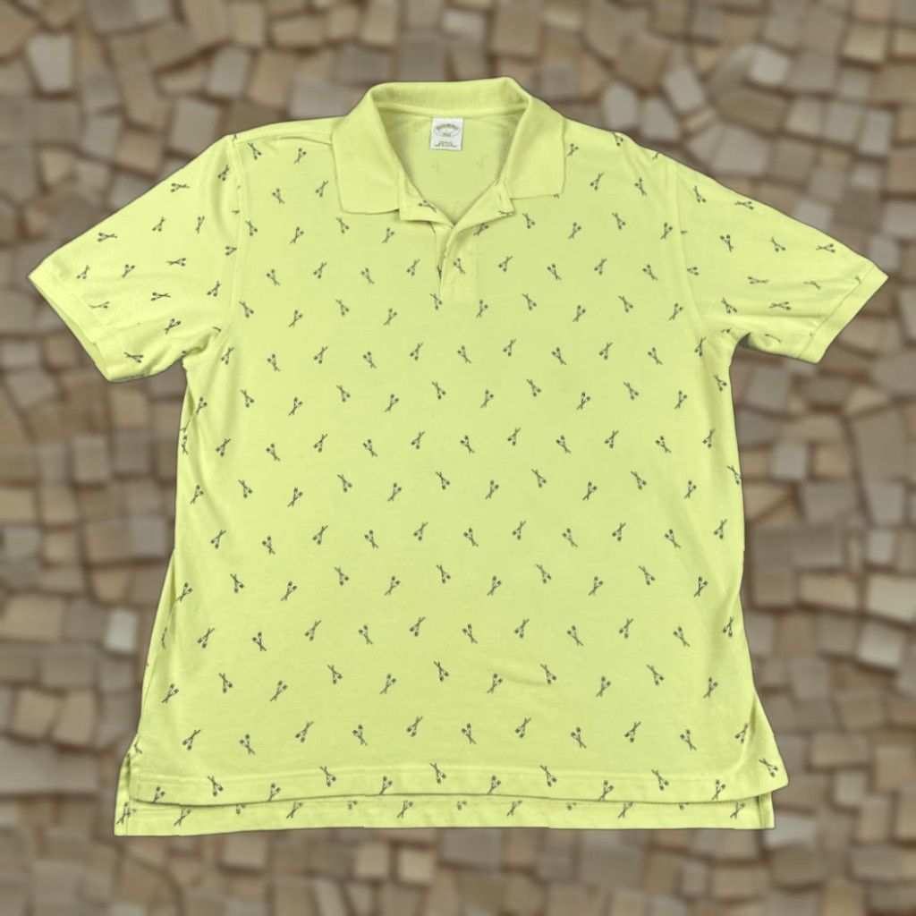Brooks Brothers Brooks Brothers Polo Shirt Adult LARGE Yellow Boat Oars Rowing Graphic Print Preppy Nautical Crew Neck Collared Short Sleeve Cotton Mens Size US L / EU 52-54 / 3 - 1 Thumbnail