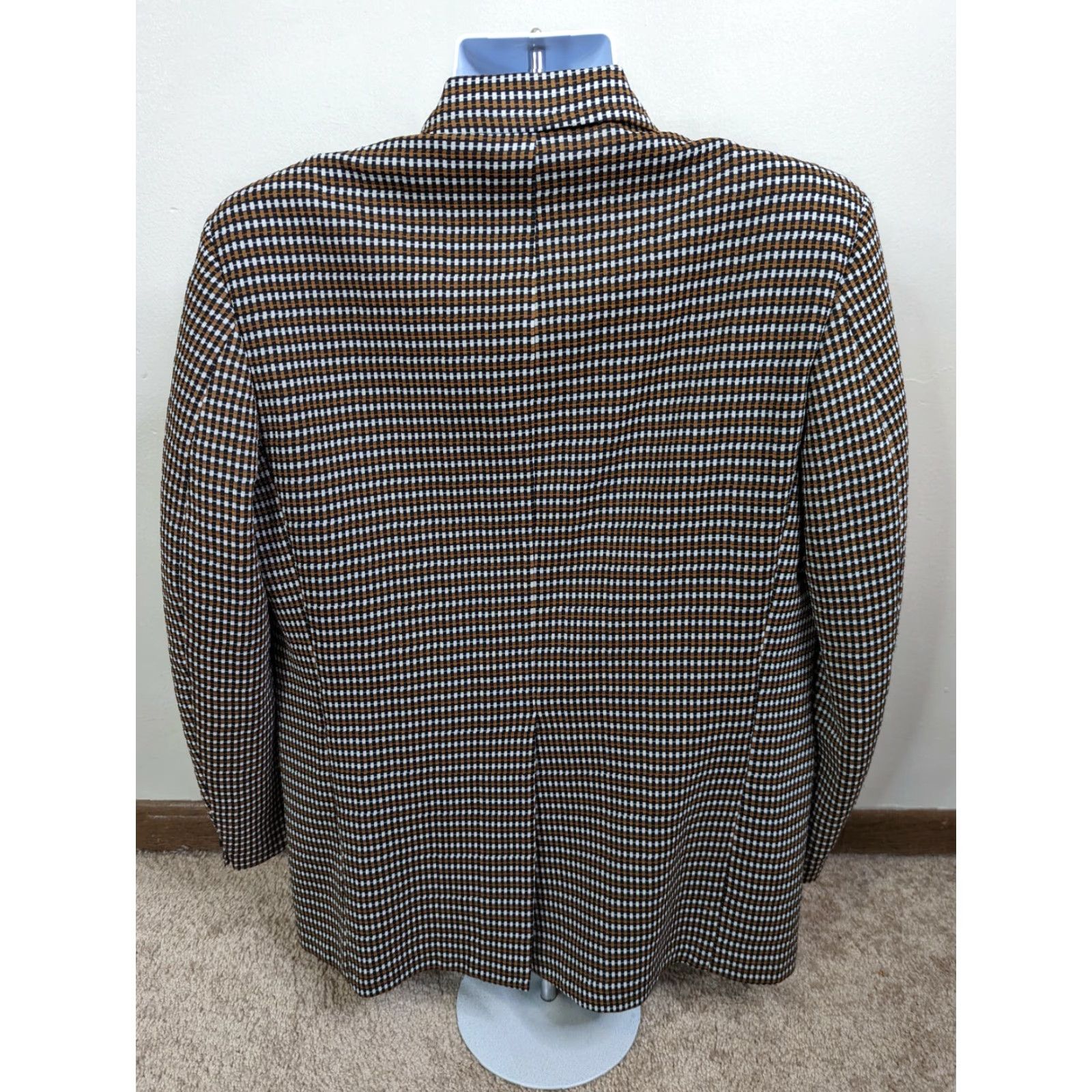 Rivieras VINTAGE Riviera Clothes Blazer Sport Coat Jacket Mens 42R Plaid Stripe Wool Silk Lining Two-Button Single-Breasted Hatchet? Size 42R - 3 Thumbnail