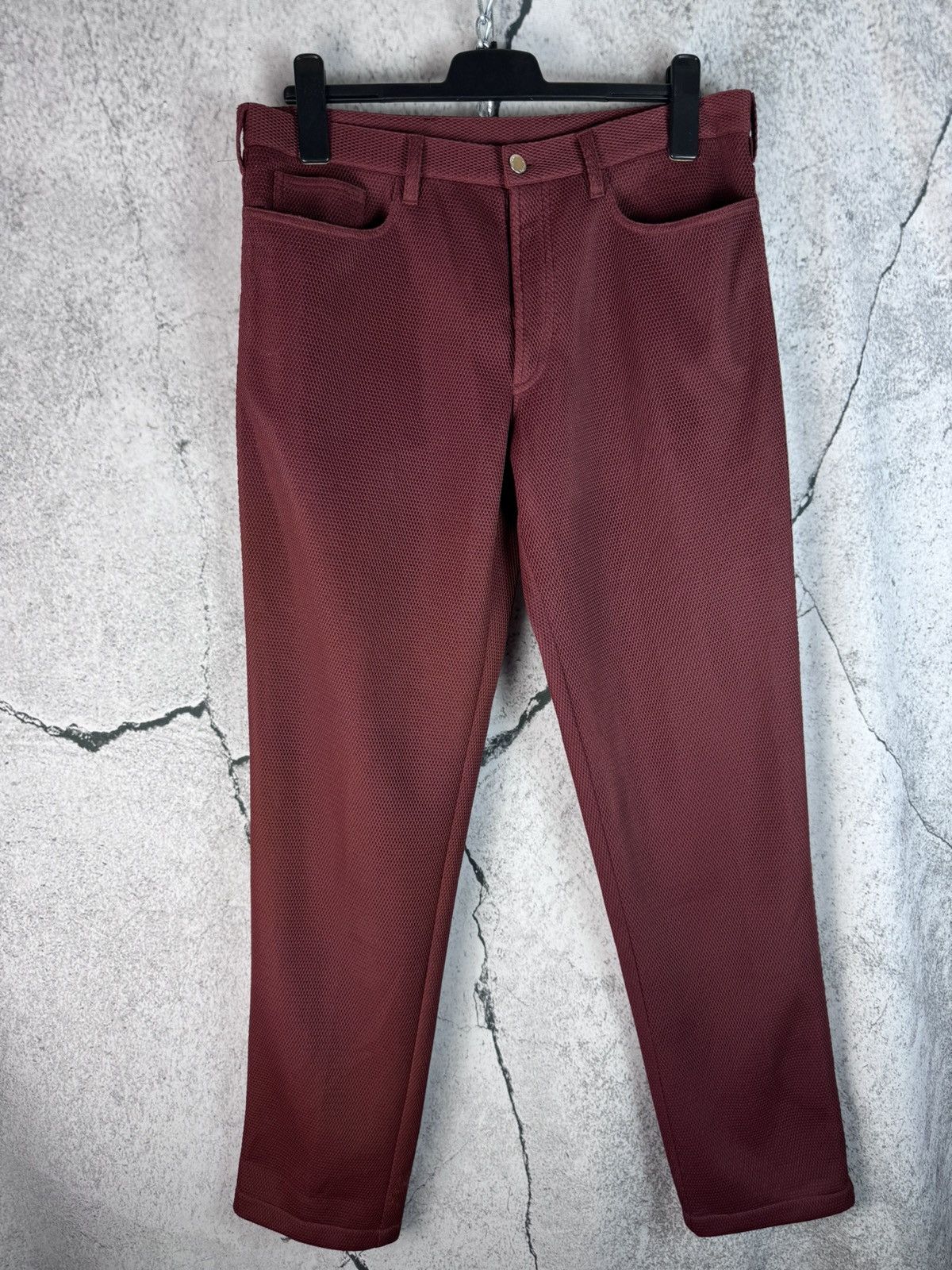 Image of 2000S Prada Mesh Net Pants Archive in Burgundy, Men's (Size 36)