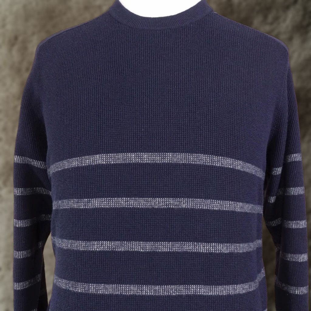Peter Millar Peter Millar Sweater Mens Large Blue Stripe Waffle Knit Crewneck Pullover Size US L / EU 52-54 / 3 - 1 Thumbnail