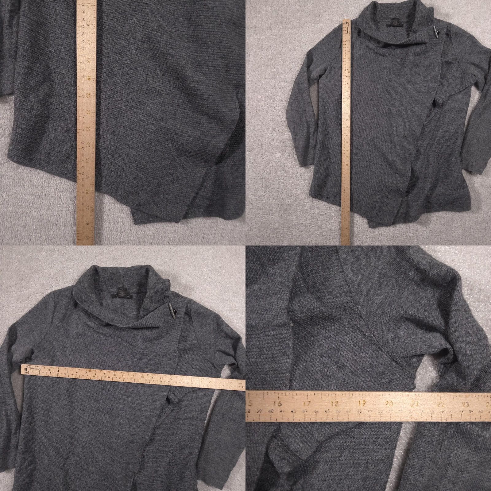 Vintage Tahari Sweater Tunic Womens M Gray Cowl Knit Long Sleeve Asymmetrical Front Overlay Casual Winter VINTAGE? Size M / US 6-8 / IT 42-44 - 8 Thumbnail