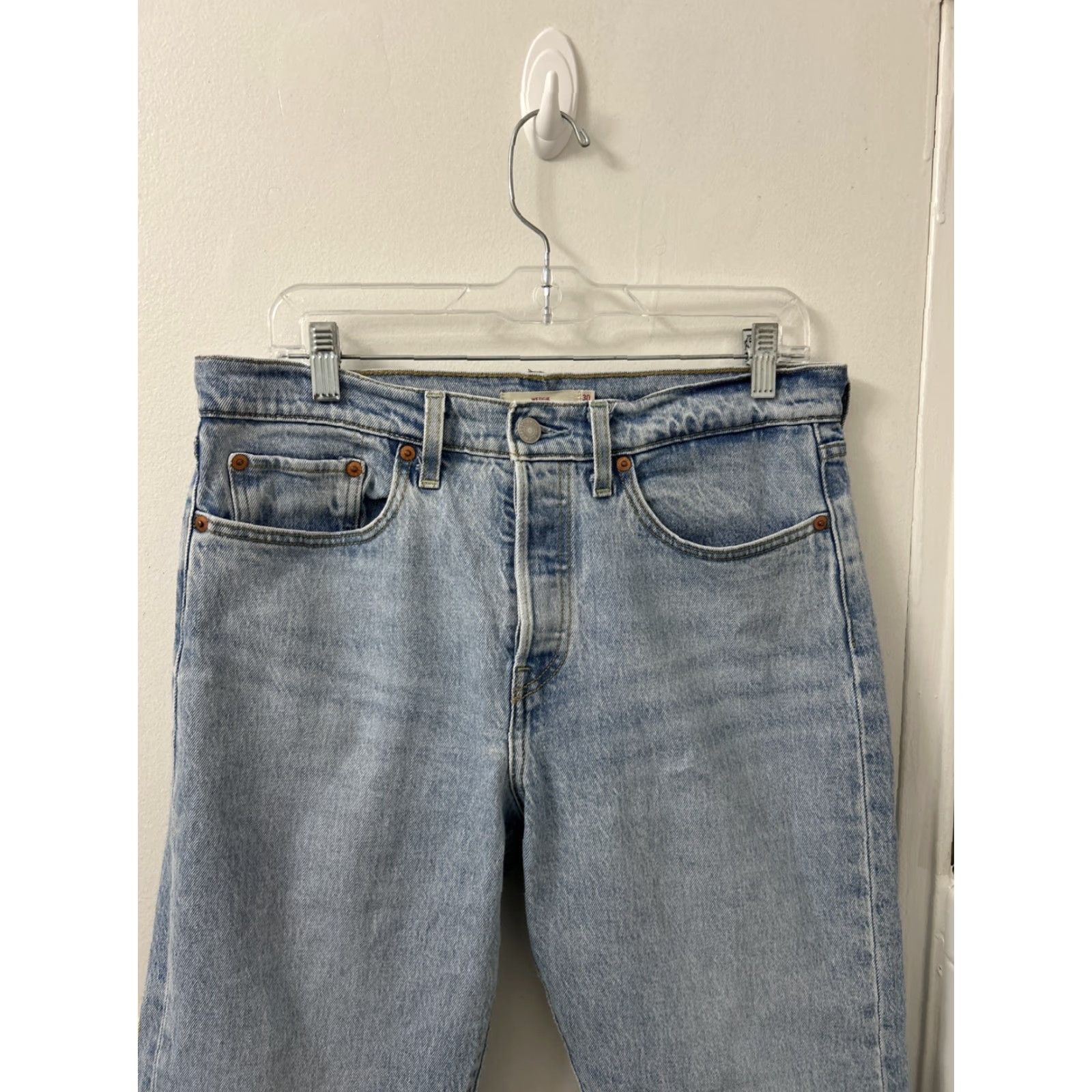 Levi's Levi's Premium Jeans Womens 30x27 Blue Big E Wedgie Denim Straight Fit Button Denim Jeans Women Retro 5-Pocket Medium Wash Regular Rise Size 30" / US 8 / IT 44 - 2 Thumbnail