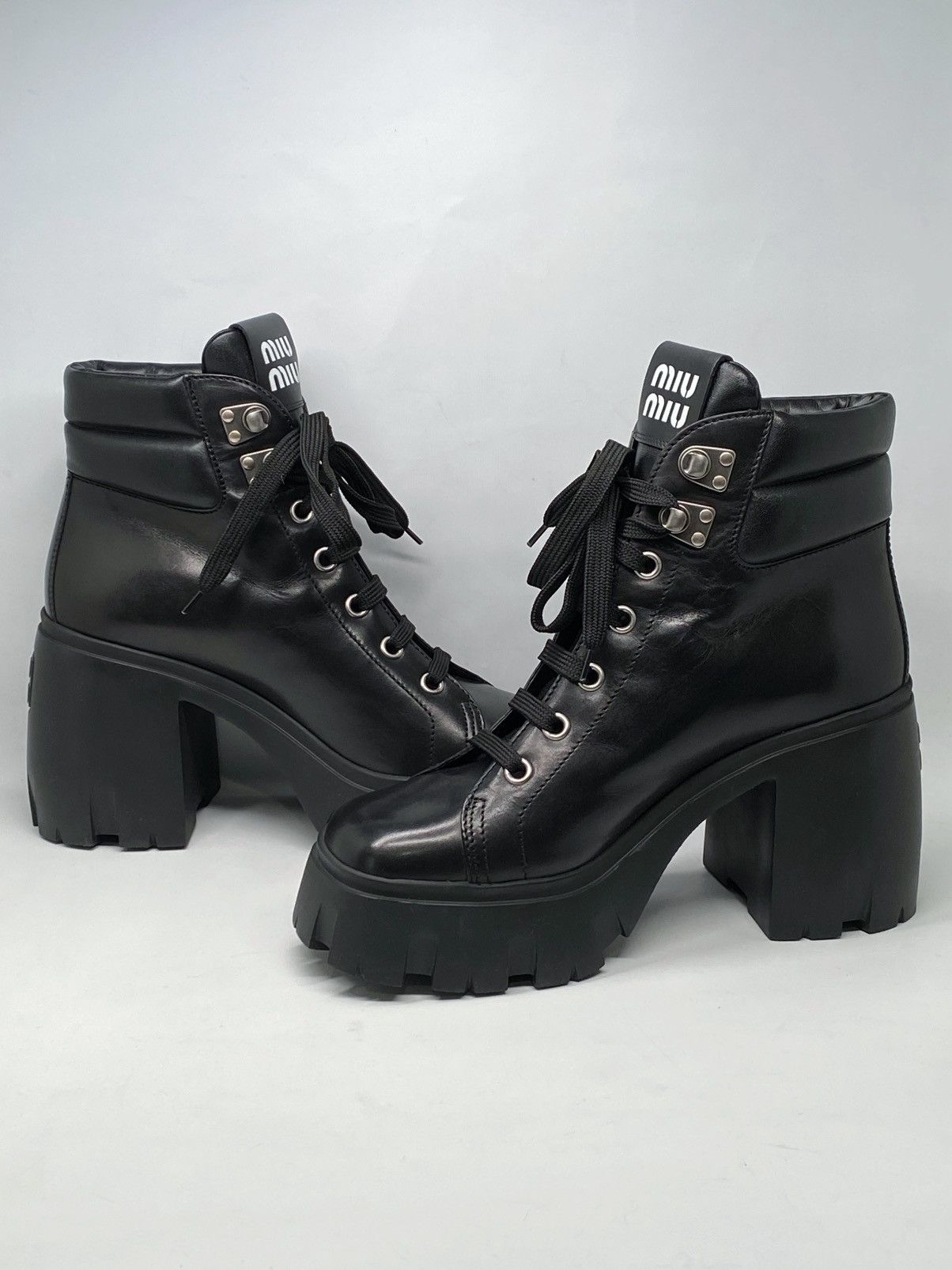 Miu Miu Miu Miu Block Heel Platform Combat Boots size 41 Size US 11 / IT 41 - 12 Thumbnail