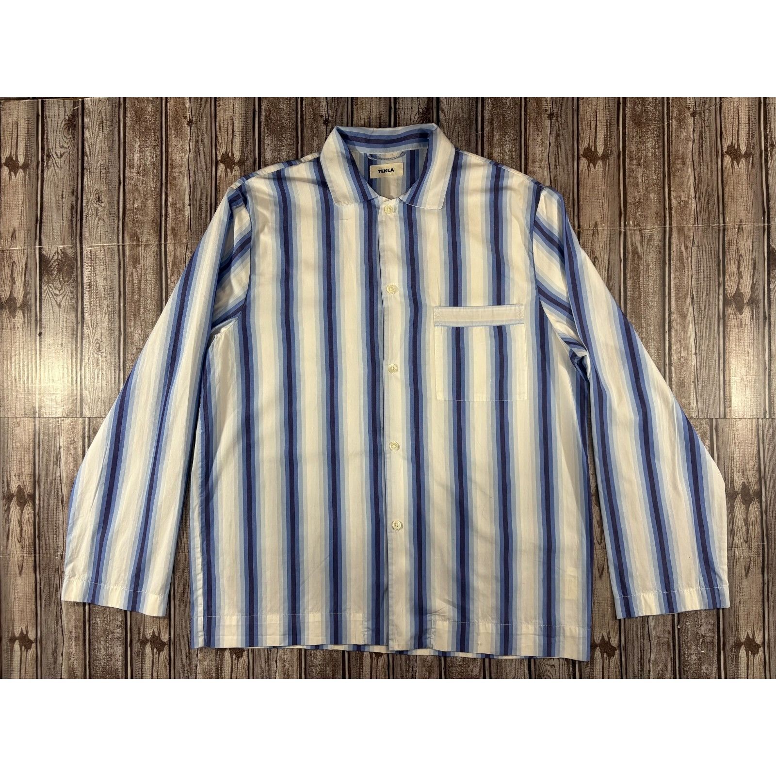 Tekla TEKLA Organic Cotton Striped Long Sleeve Shirt size L Size US L / EU 52-54 / 3 - 1 Thumbnail