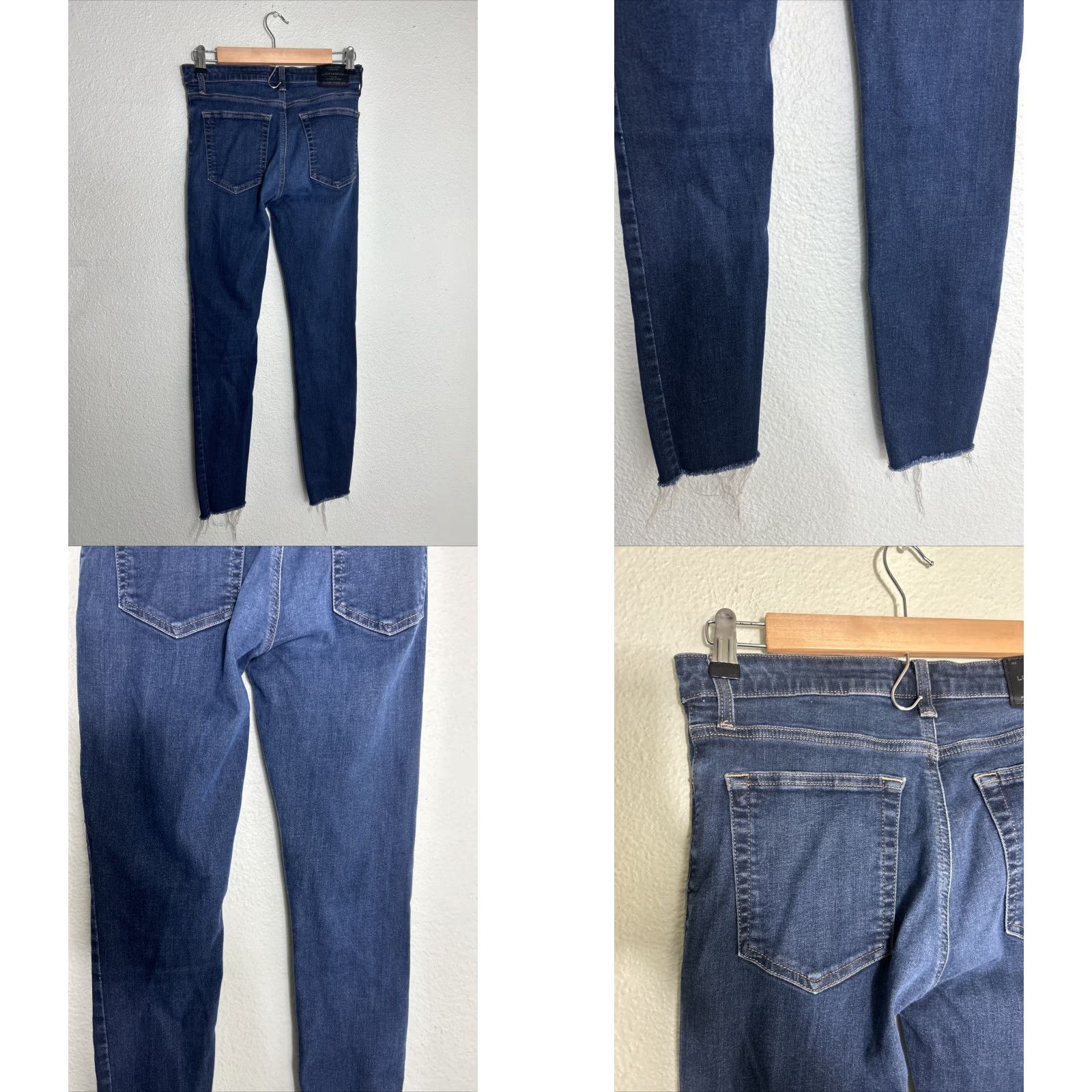 Lucky Brand VINTAGE Lucky Brand Bridgette Skinny Jeans Dark Wash Womens Size 4 Raw Hem Blue 90s Mens Womens Girls Size 27" / US 4 / IT 40 - 8 Thumbnail