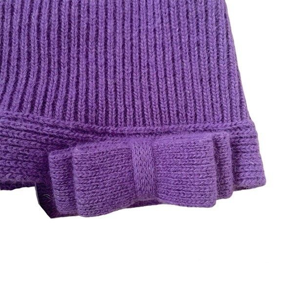 Portolano Portolano Purple Lambswool Angora Knit Bow Beanie - NWTs Size ONE SIZE - 7 Thumbnail