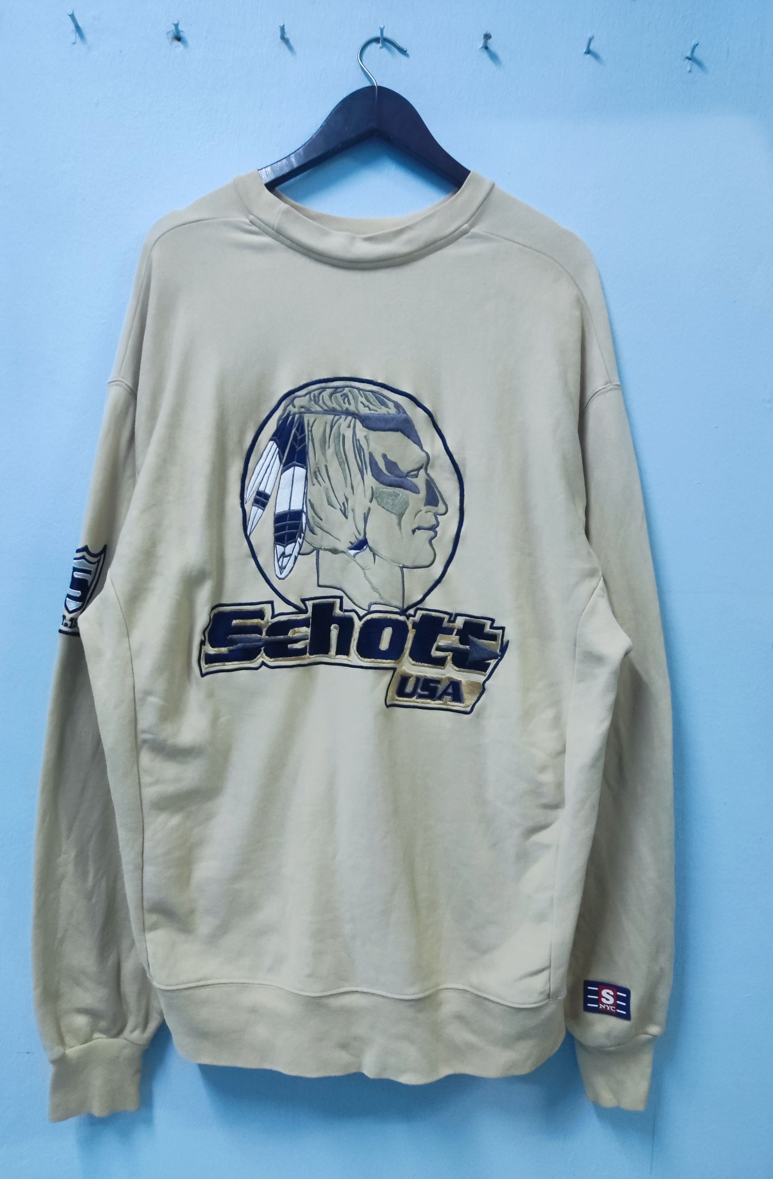 Schott Scott usa Native American Embroidered Sweatshirt Size US XXL / EU 58 / 5 - 1 Thumbnail