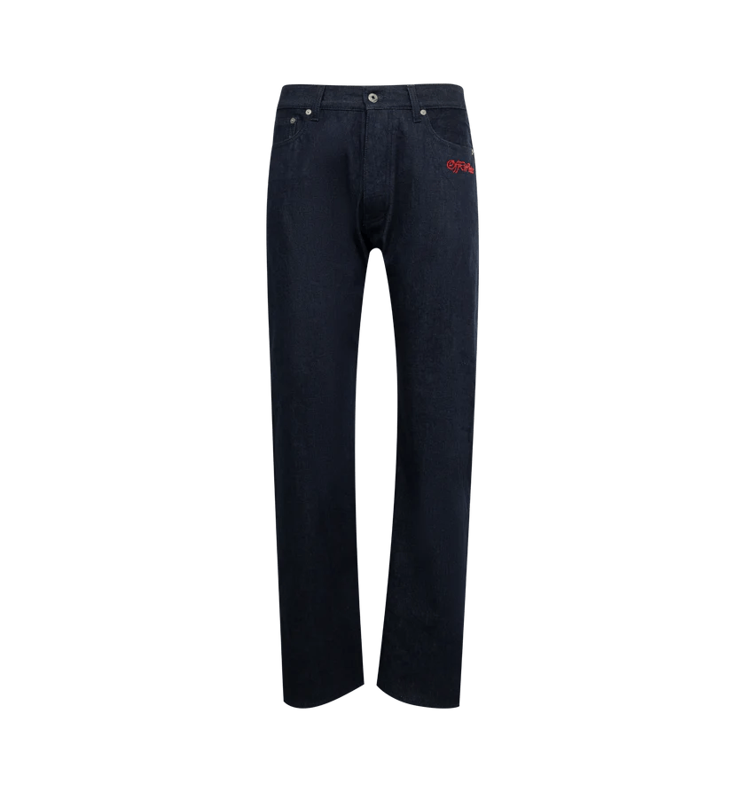 Off-White o1h1sh11224 Script Raw Skate Jeans in Dusty Blue Size US 36 / EU 52 - 1 Preview