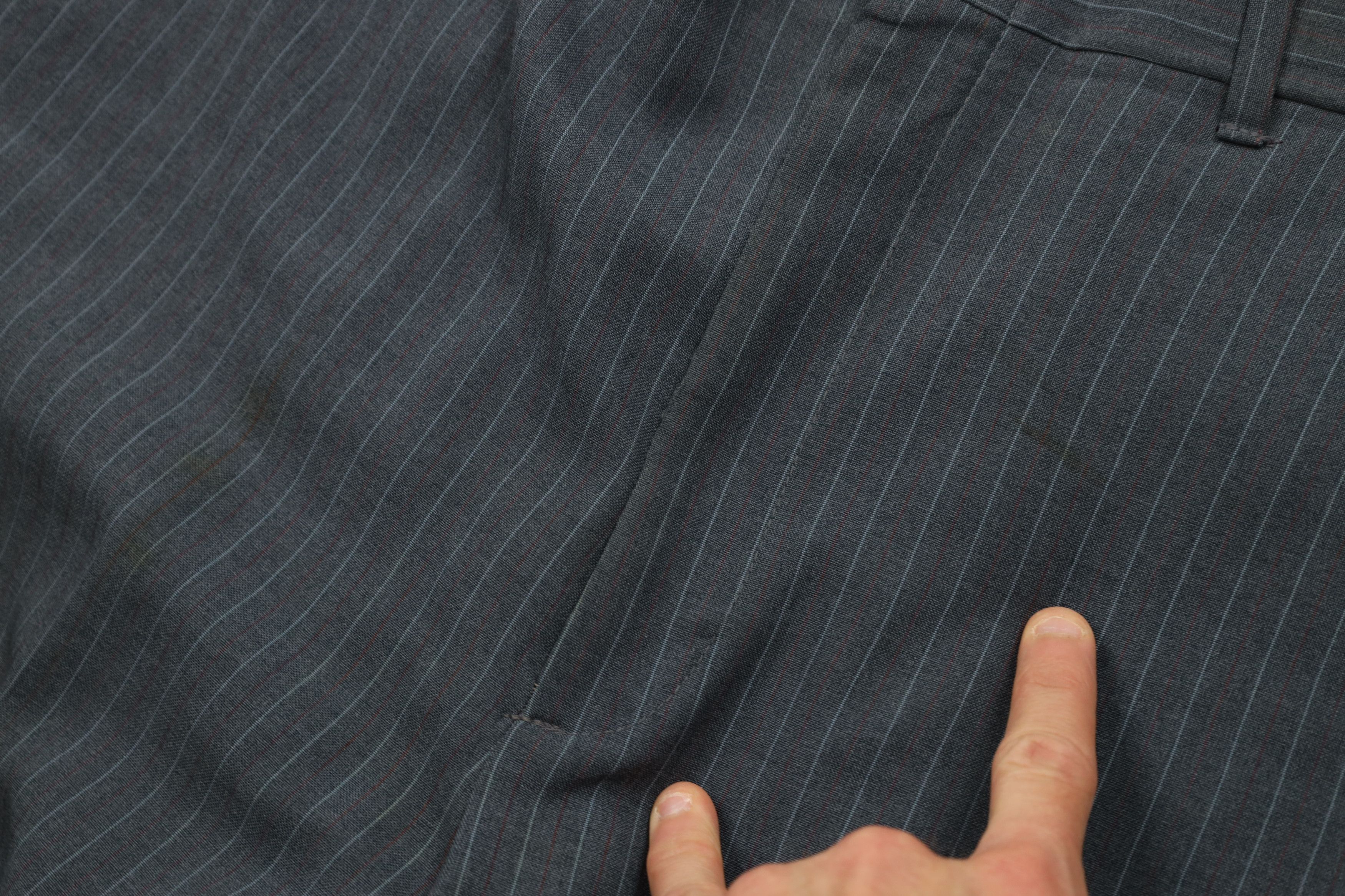 Vintage Vntage 70s Streetwear Pinstriped Knit Wide Leg Chino Pants Size US 34 / EU 50 - 5 Thumbnail