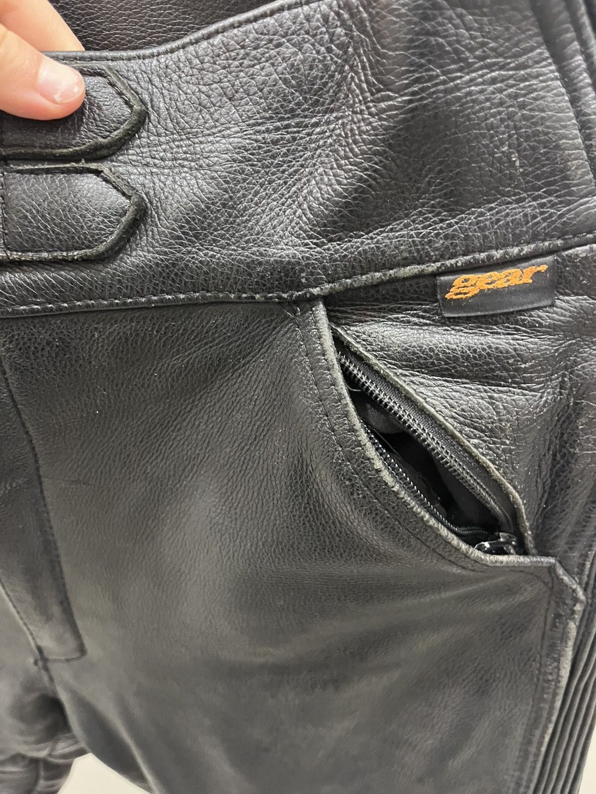 Leather VINTAGE NAVY MOTOR CYCLE GEAR LEATHER PANTS WITH PADS Size US 34 / EU 50 - 7 Thumbnail