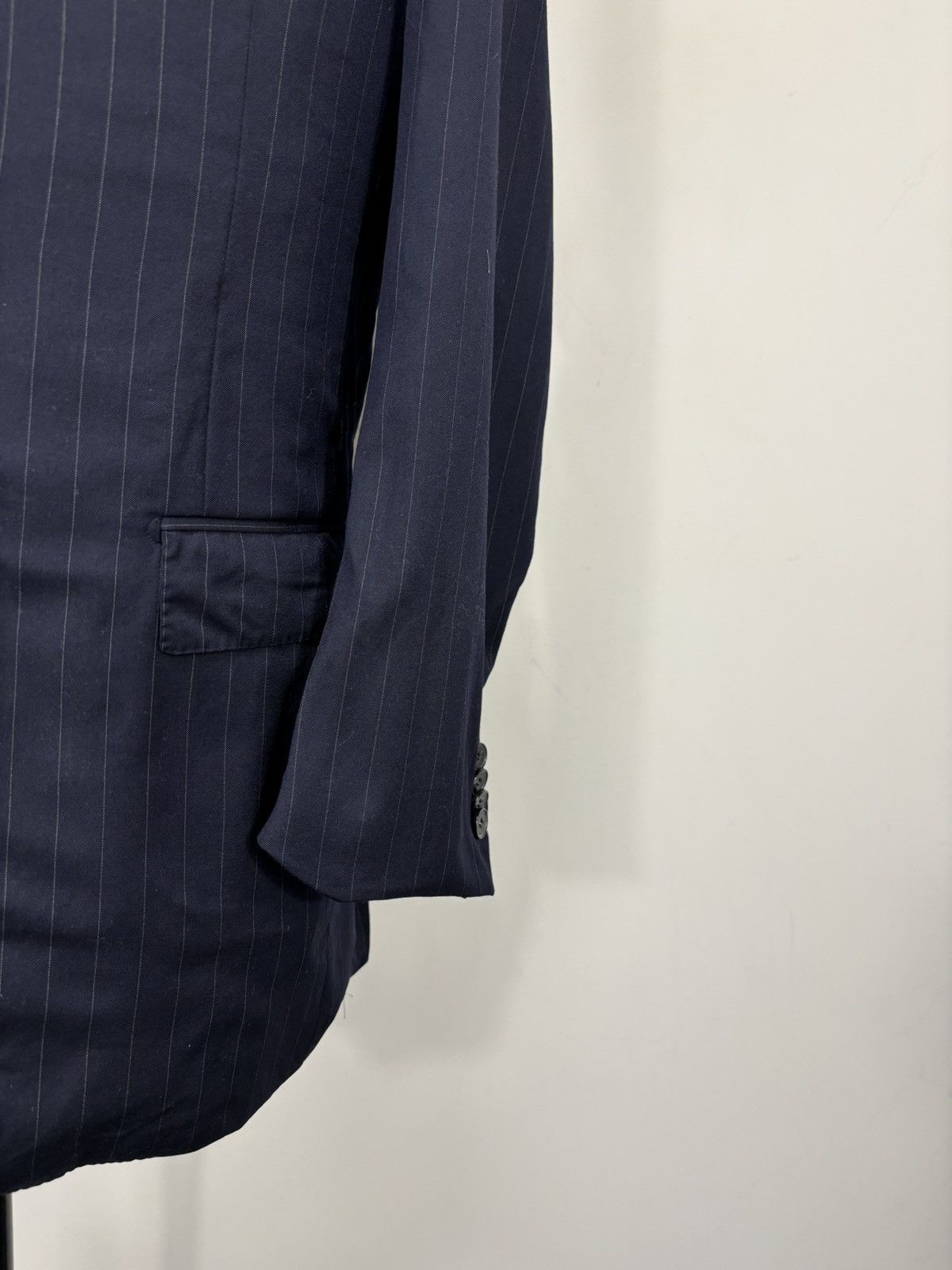 Ermenegildo Zegna Ermenegildo Zegna Men’s Navy Blue Striped Wool Blazer Jacket Size 36R - 6 Thumbnail