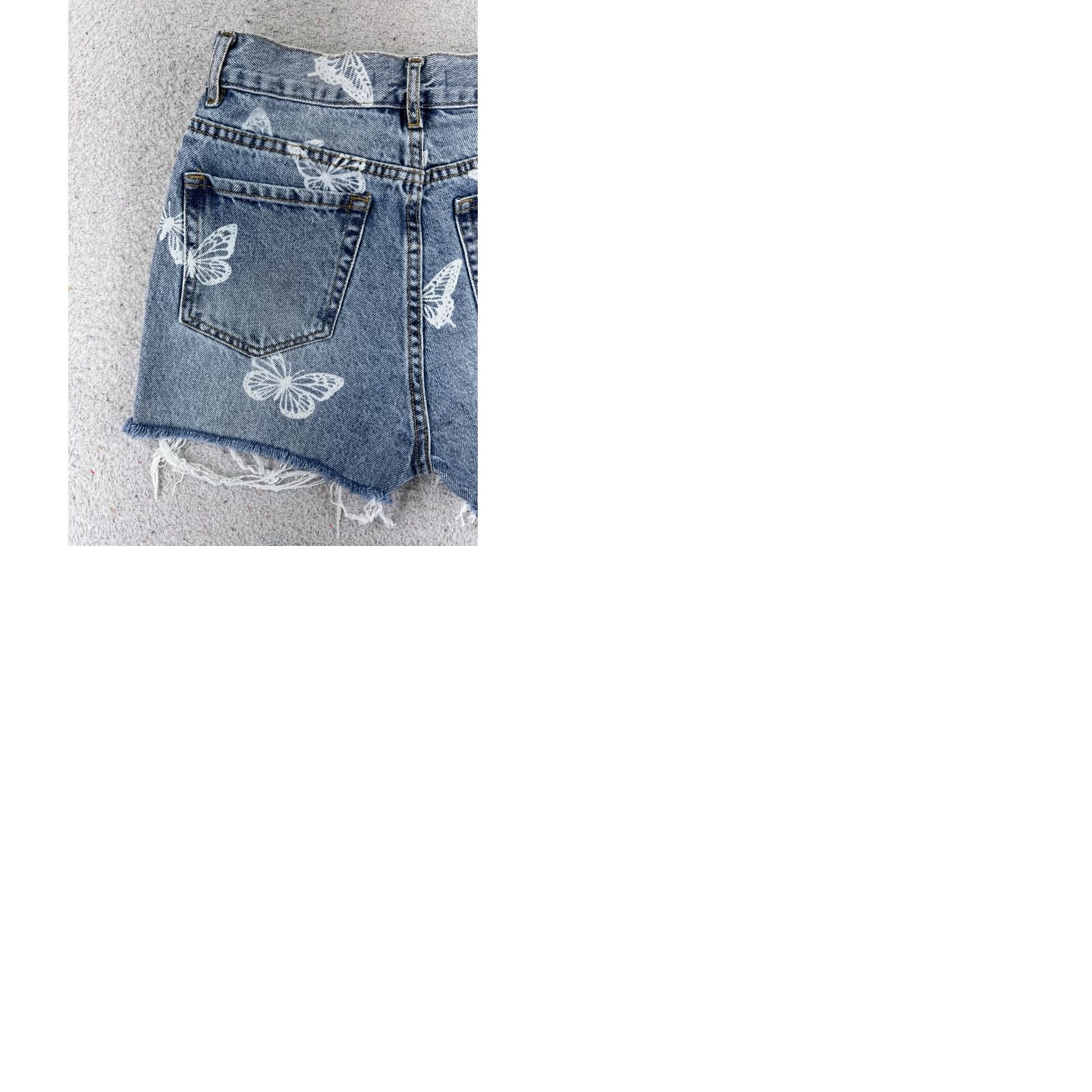 Pacsun Pacsun Shorts Womens 25 Blue Denim Jean Cutoff Butterfly Print Ultra High 24x3 Jeans Shorts Bis Size 42" / US 20 - 10 Thumbnail
