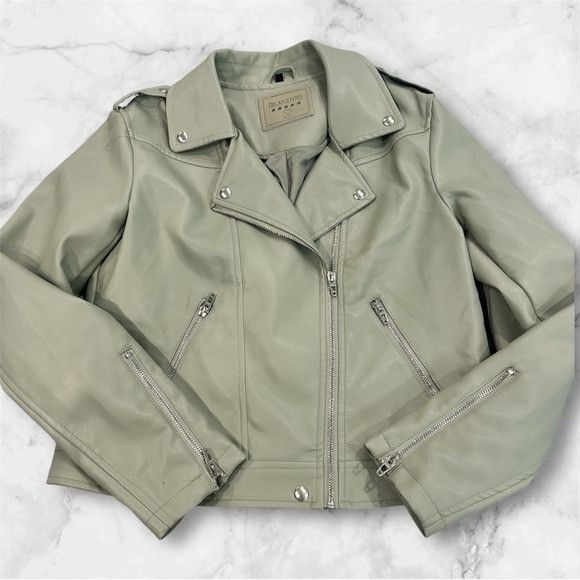 BLANKNYC Blank NYC Women's Mint Green Vegan Leather Moto Jacket Size M / US 6-8 / IT 42-44 - 2 Thumbnail