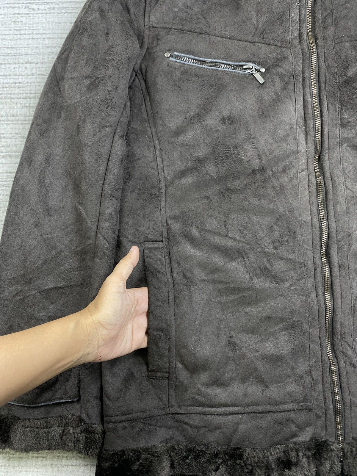 If Six Was Nine 🔥Thruxton Multipocket Sherpa Suede Leather Jacket Size US L / EU 52-54 / 3 - 7 Thumbnail